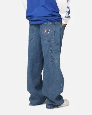 SeamlessConstruction Carre Baggy Carpenter Jeans Mid Blue Denim