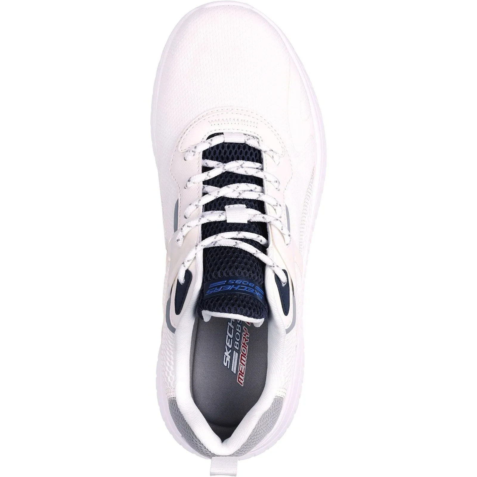 Skechers Mens Bobs Squad Chaos Elevated Drift Trainers White/Multi Friction Free Inner Seams Office Cool