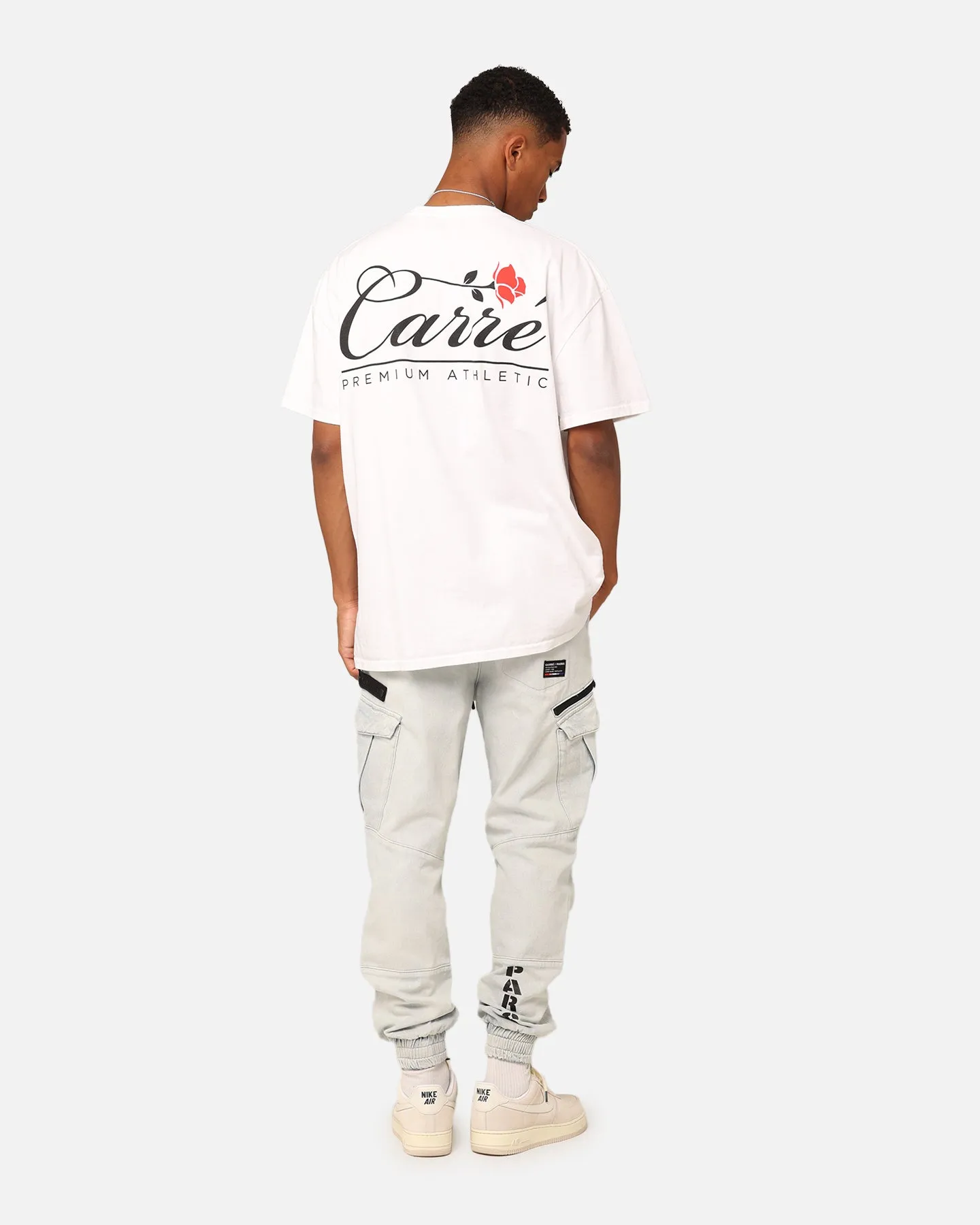 Vintage Wash Effect Scoop neck Carre Timeless Rose T-Shirt White