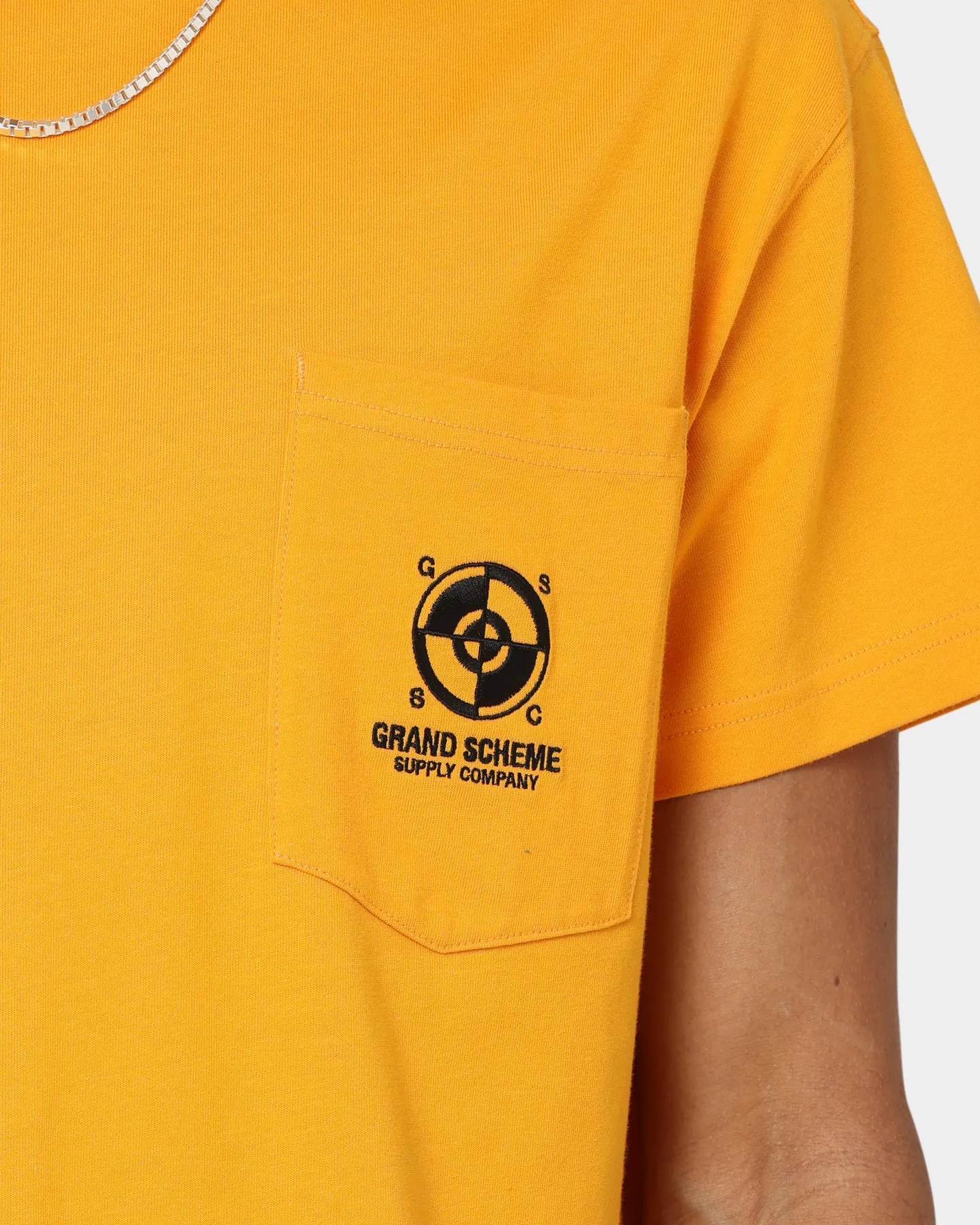 Flexible Ribbed Neckline Timeless Look Grand Scheme Pocket T-Shirt Yellow