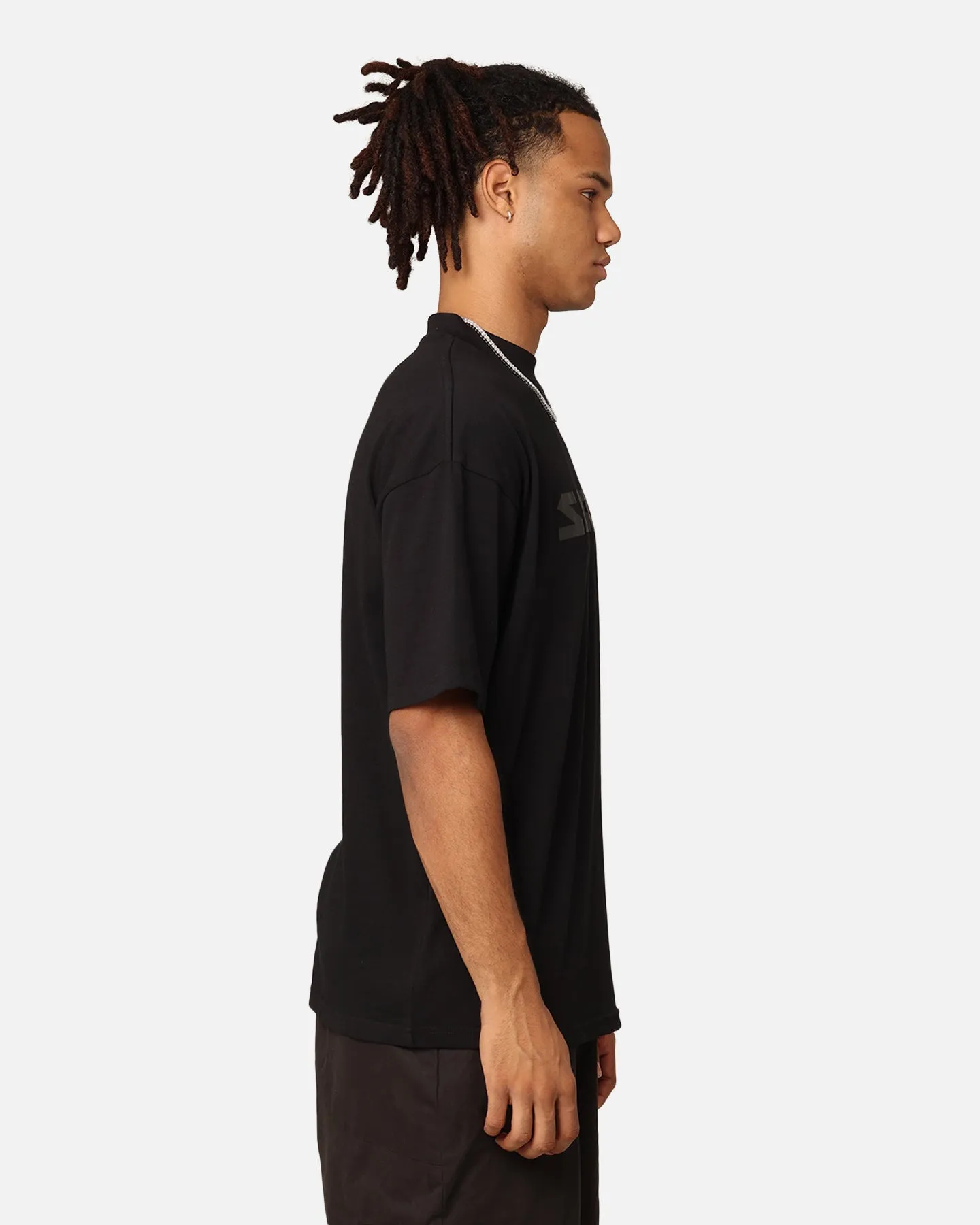 Bright and Bold Saint Morta Scripture Mock Neck T-Shirt Black