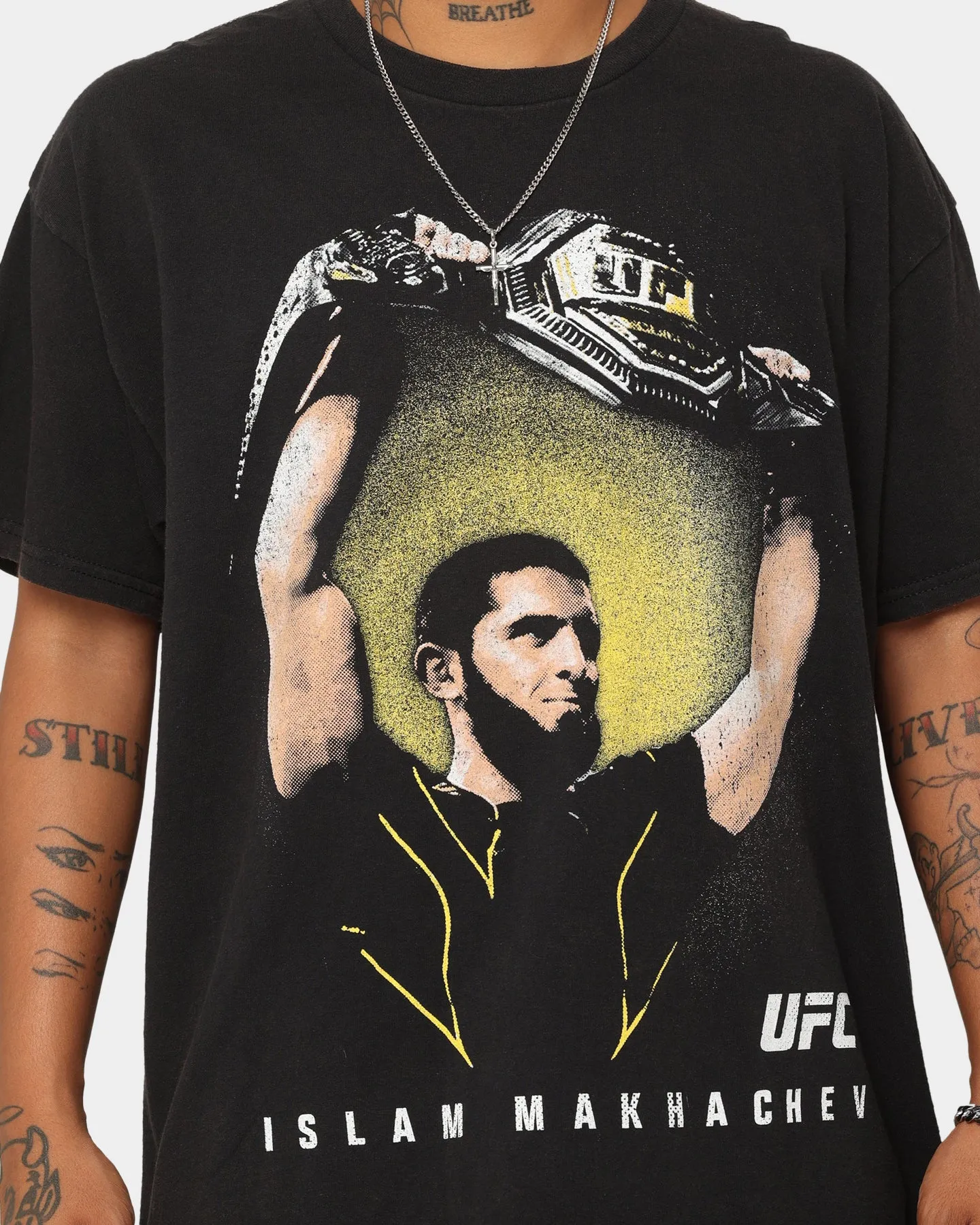 Party fun Trendy Vibes Wear UFC By Goat Crew Islam Makhachev Vintage T-Shirt Black Wash