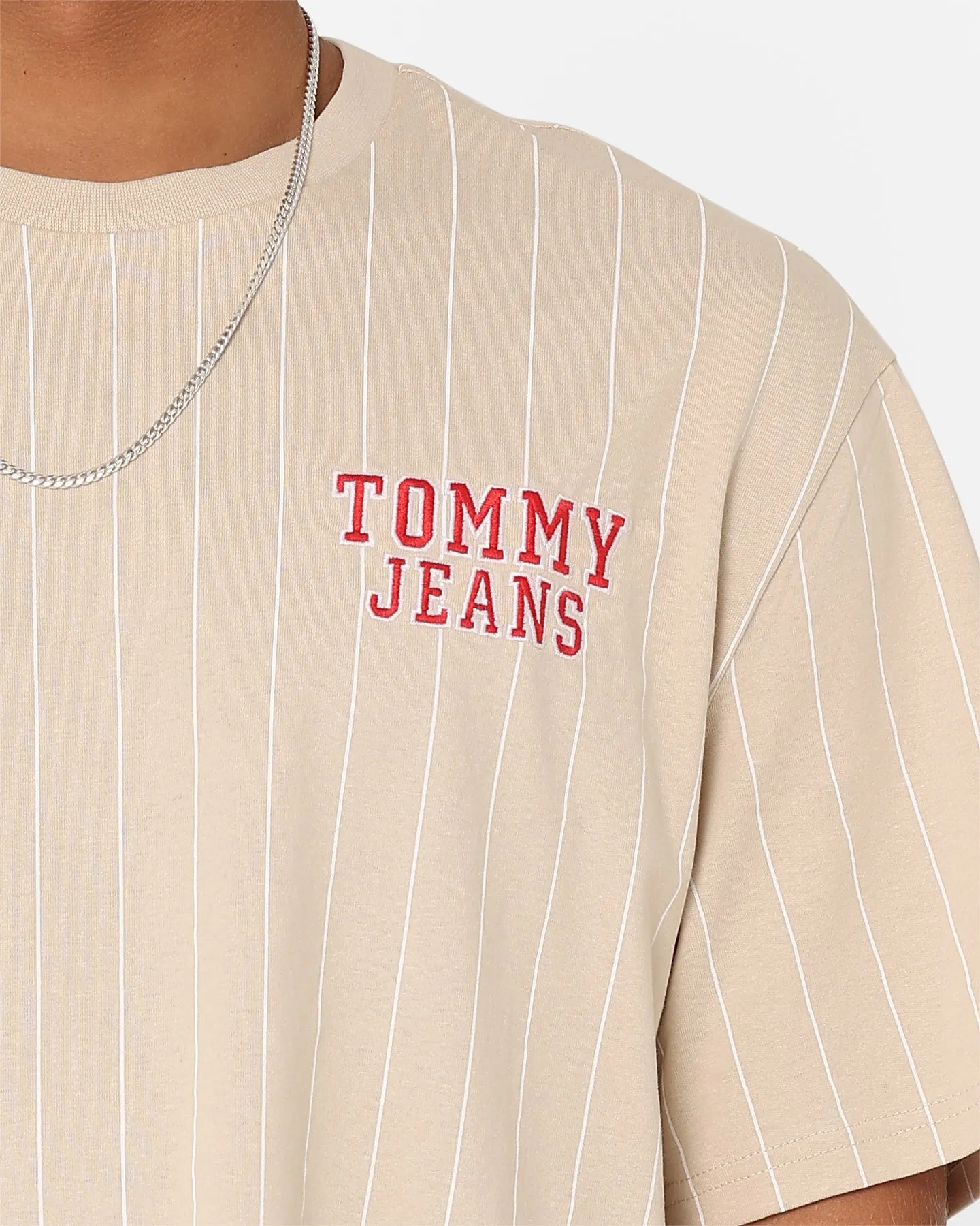 Fuzz Free Surface Tommy Jeans Pinstripe T-Shirt Classic Beige