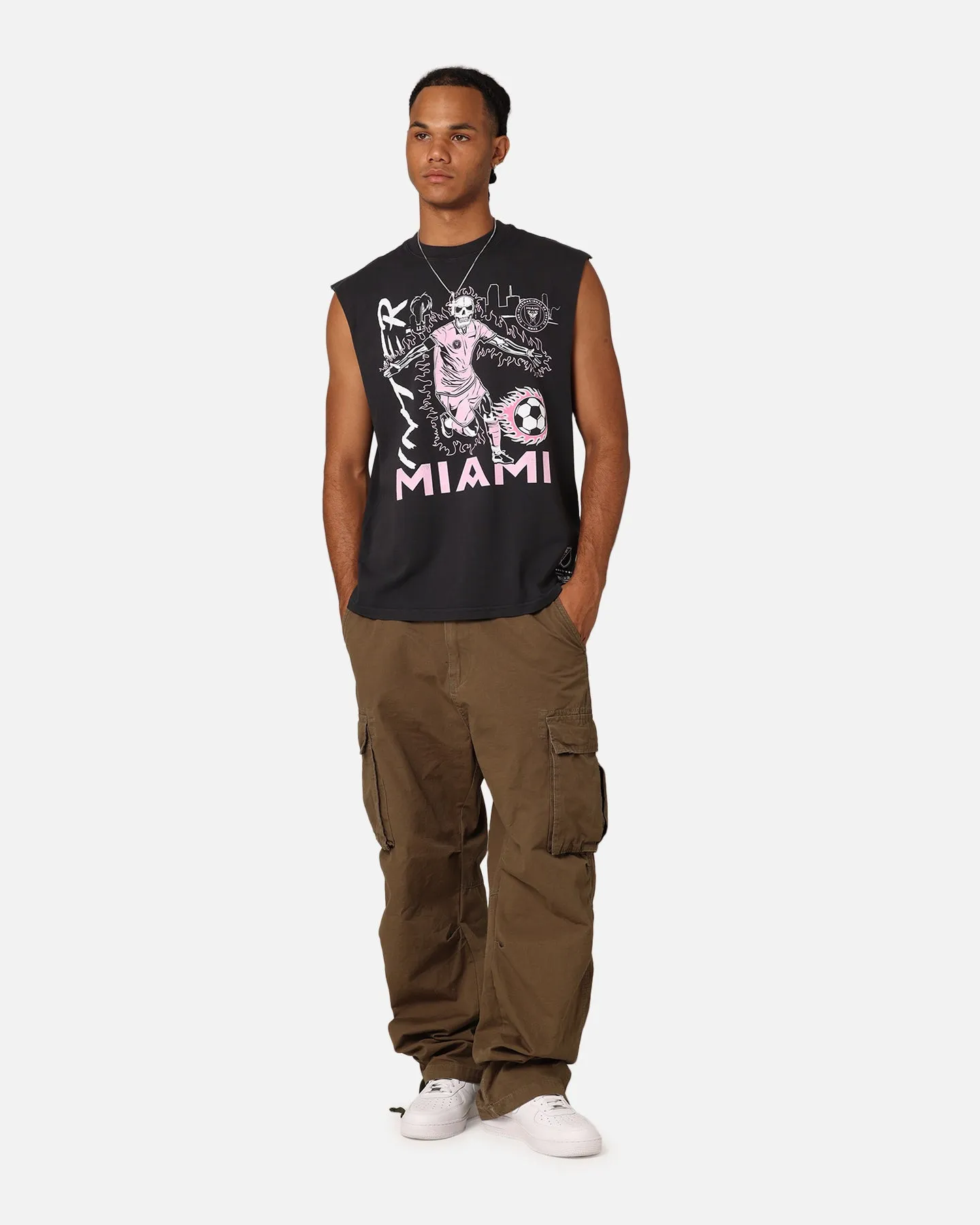 Mitchell & Ness Inter Miami CF Flame Muscle T-Shirt Black Trendy All-Day