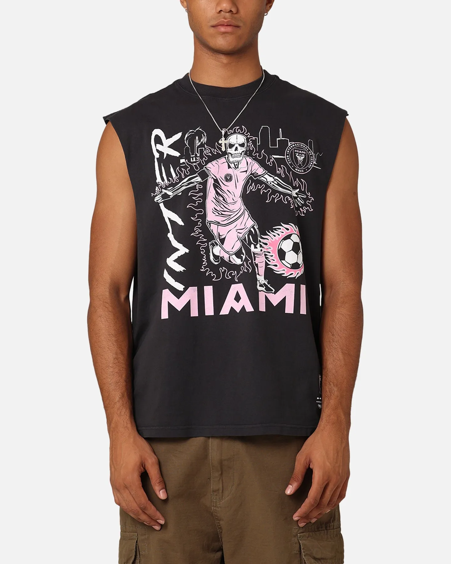 Mitchell & Ness Inter Miami CF Flame Muscle T-Shirt Black Chilly Day Essentials soft look