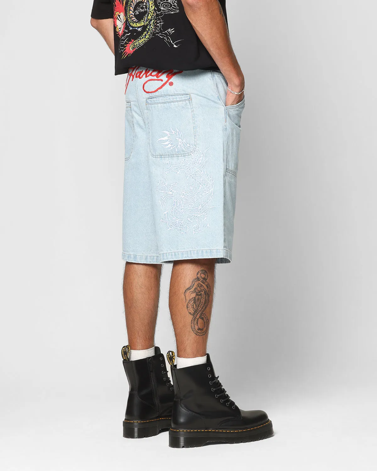 Flexible Design Outdoor Fit Ed Hardy Dragon Jorts Light Blue