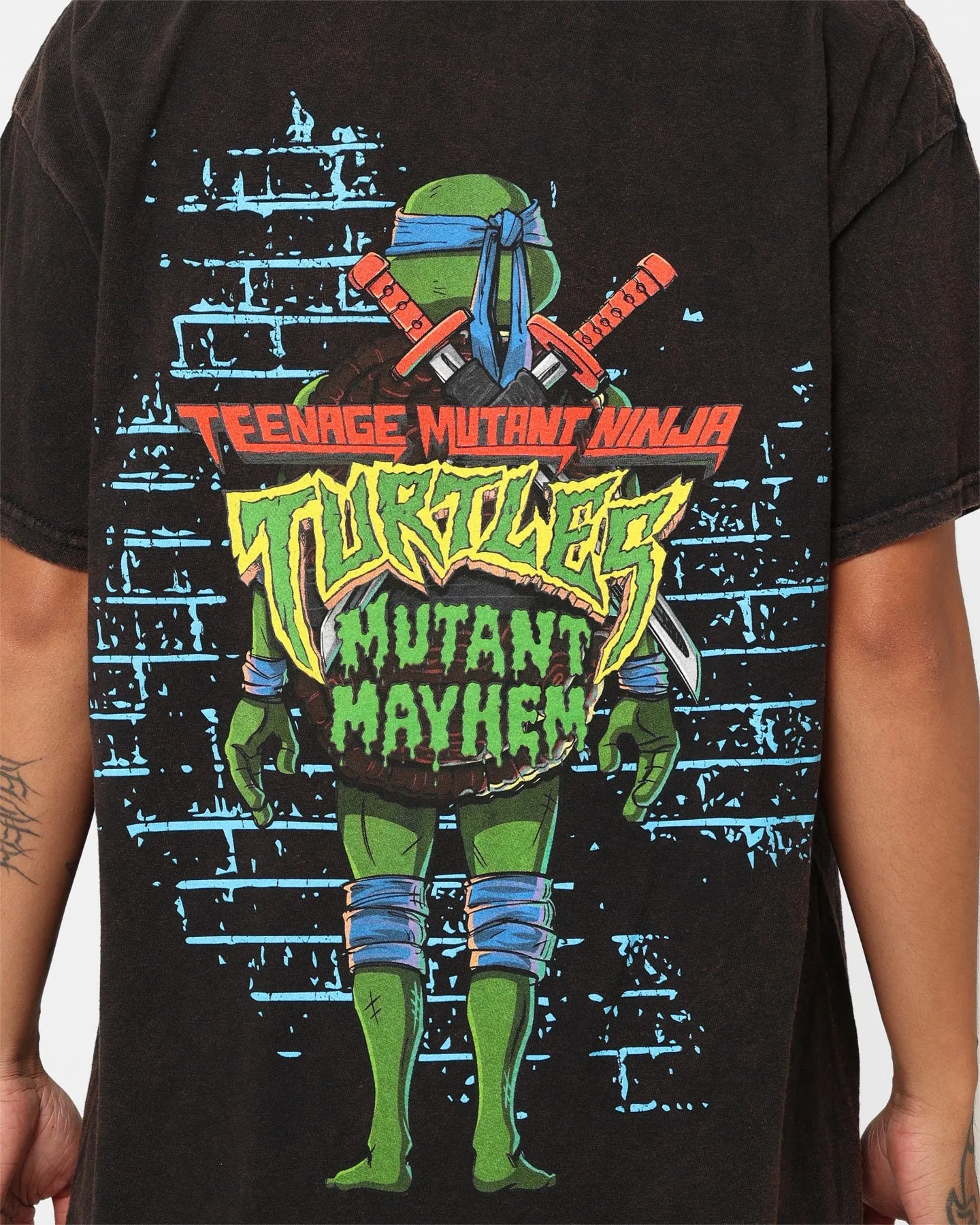 Goat Crew X Teenage Mutant Ninja Turtles Leonardo Vintage T-Shirt Black Wash Easy Fit Wear Vibrant Colors