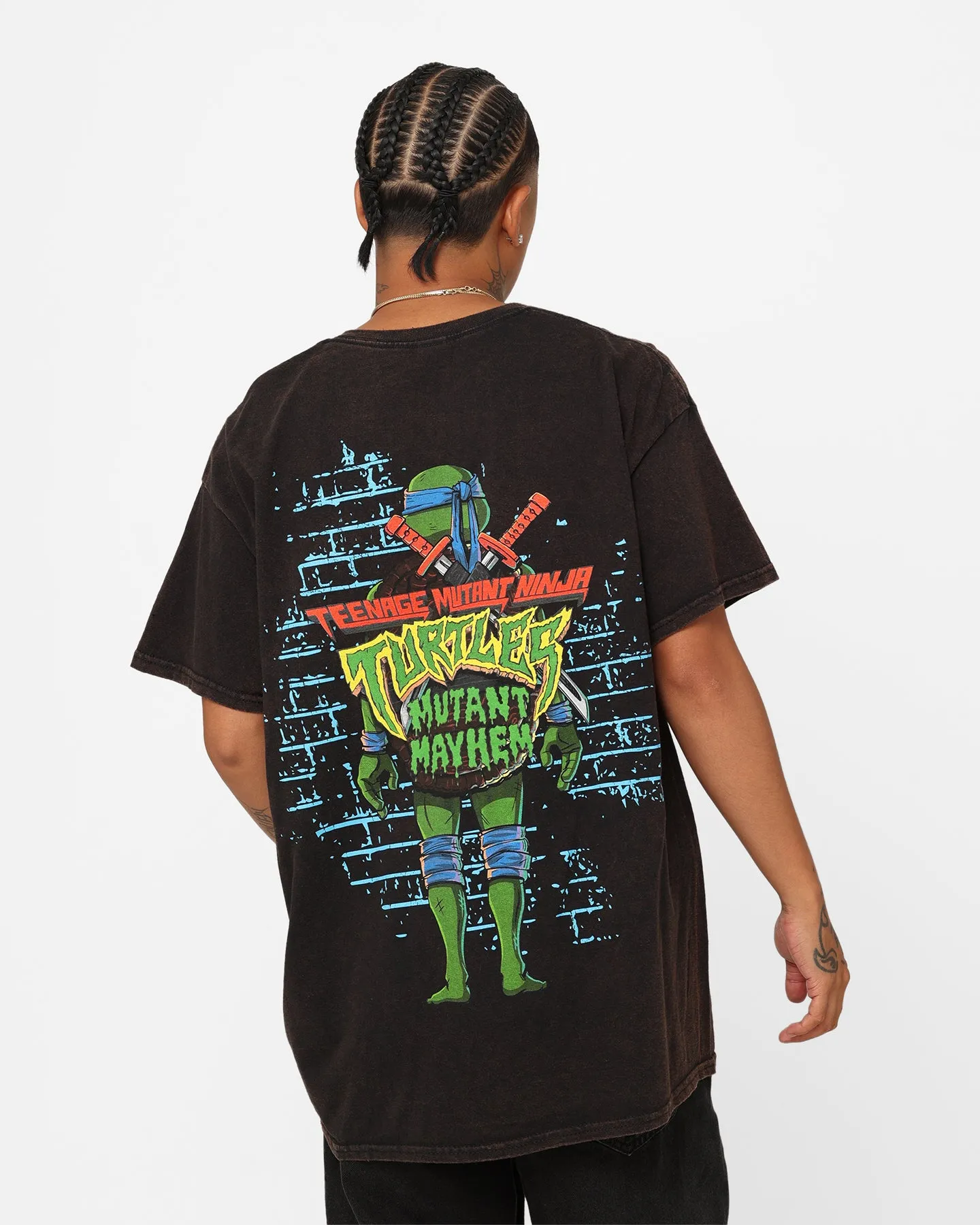 Goat Crew X Teenage Mutant Ninja Turtles Leonardo Vintage T-Shirt Black Wash weekday wear Simple Look