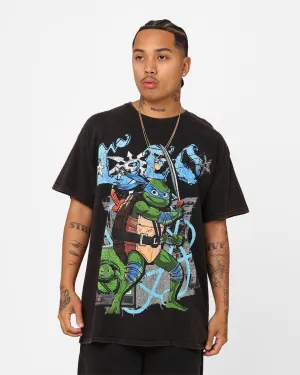 TaglessDesign Summer Fashion Goat Crew X Teenage Mutant Ninja Turtles Leonardo Vintage T-Shirt Black Wash