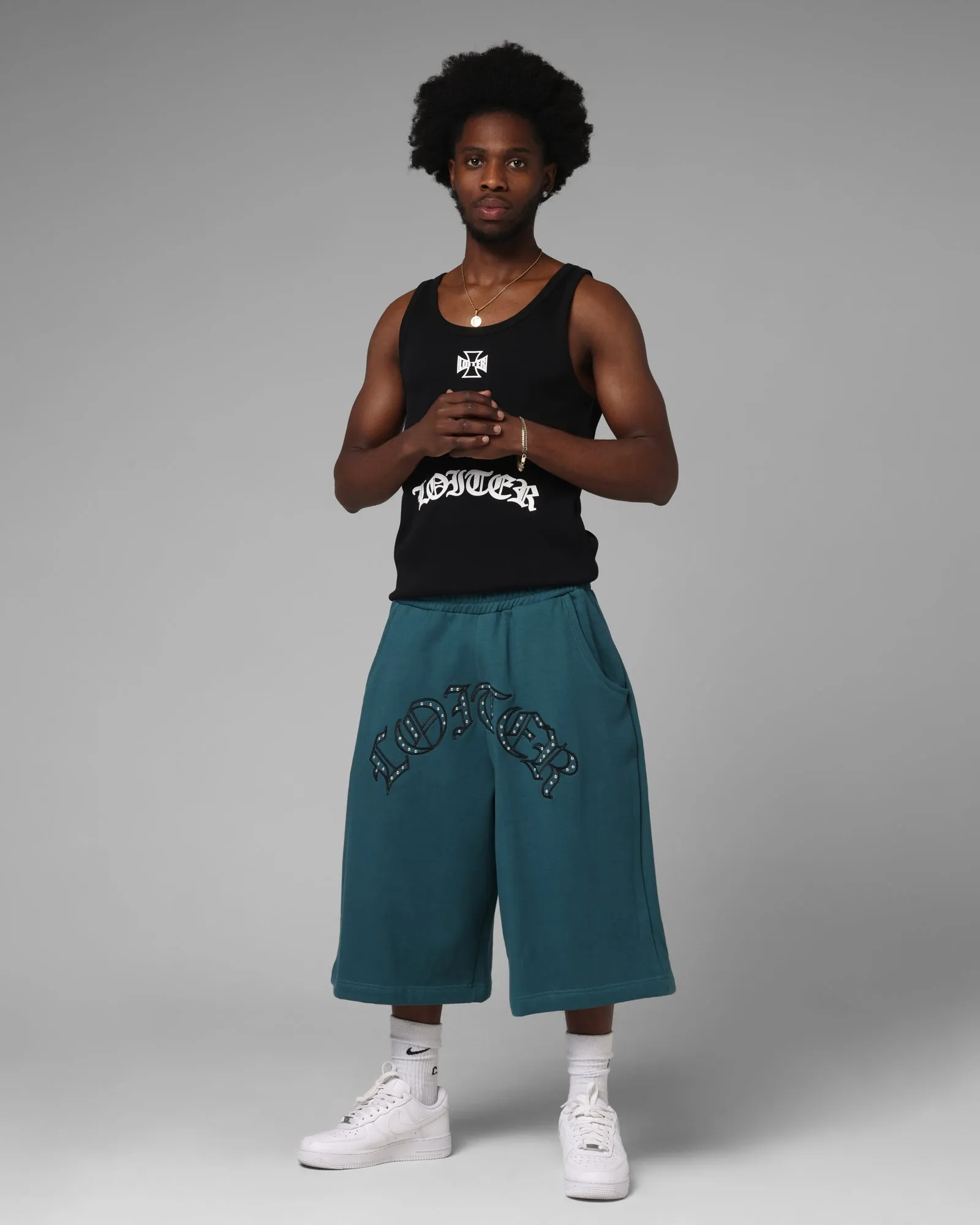 Loiter Destruct Sweat Shorts Teal Stay Cool Wear