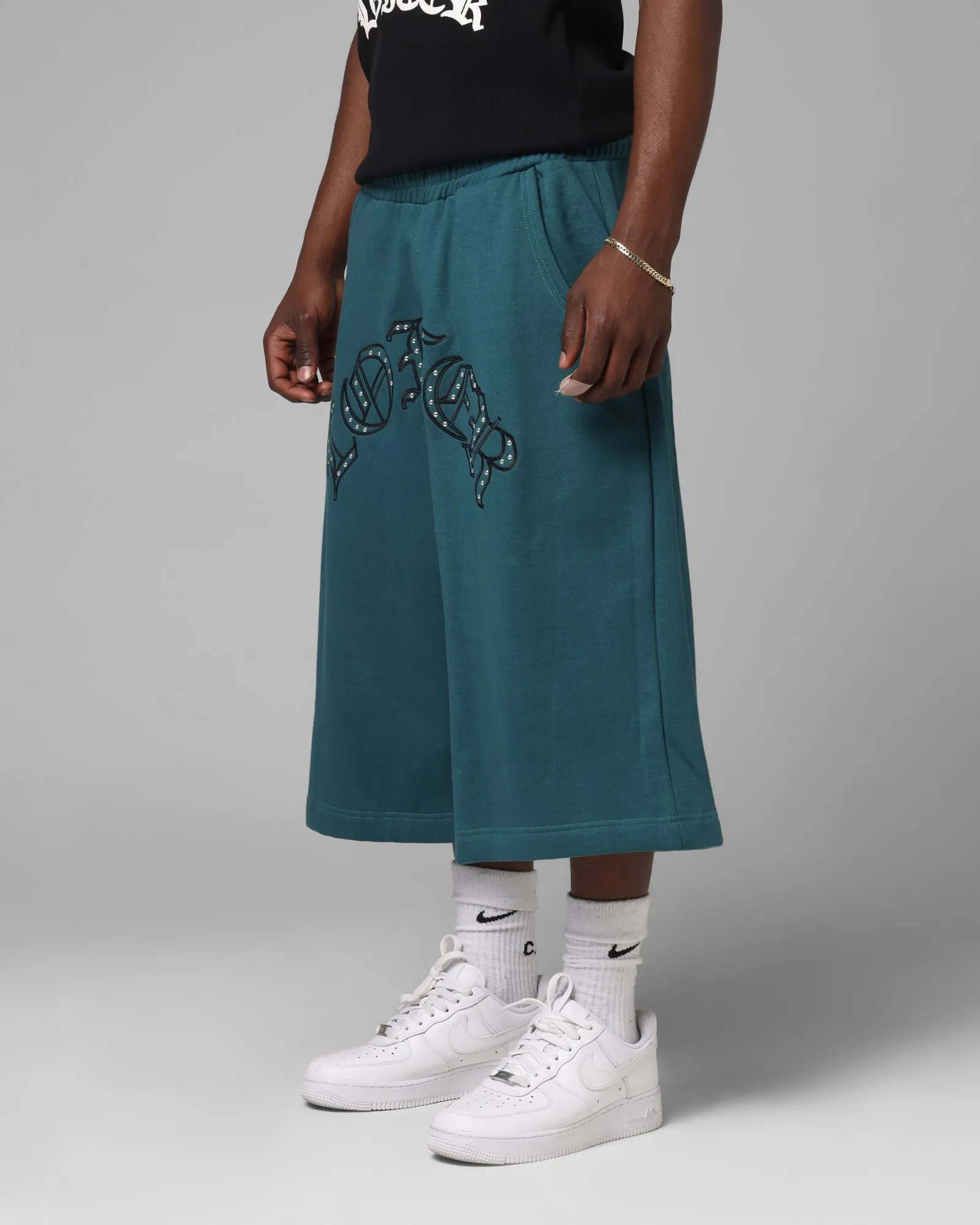 Loiter Destruct Sweat Shorts Teal Chill Design Clean Fit