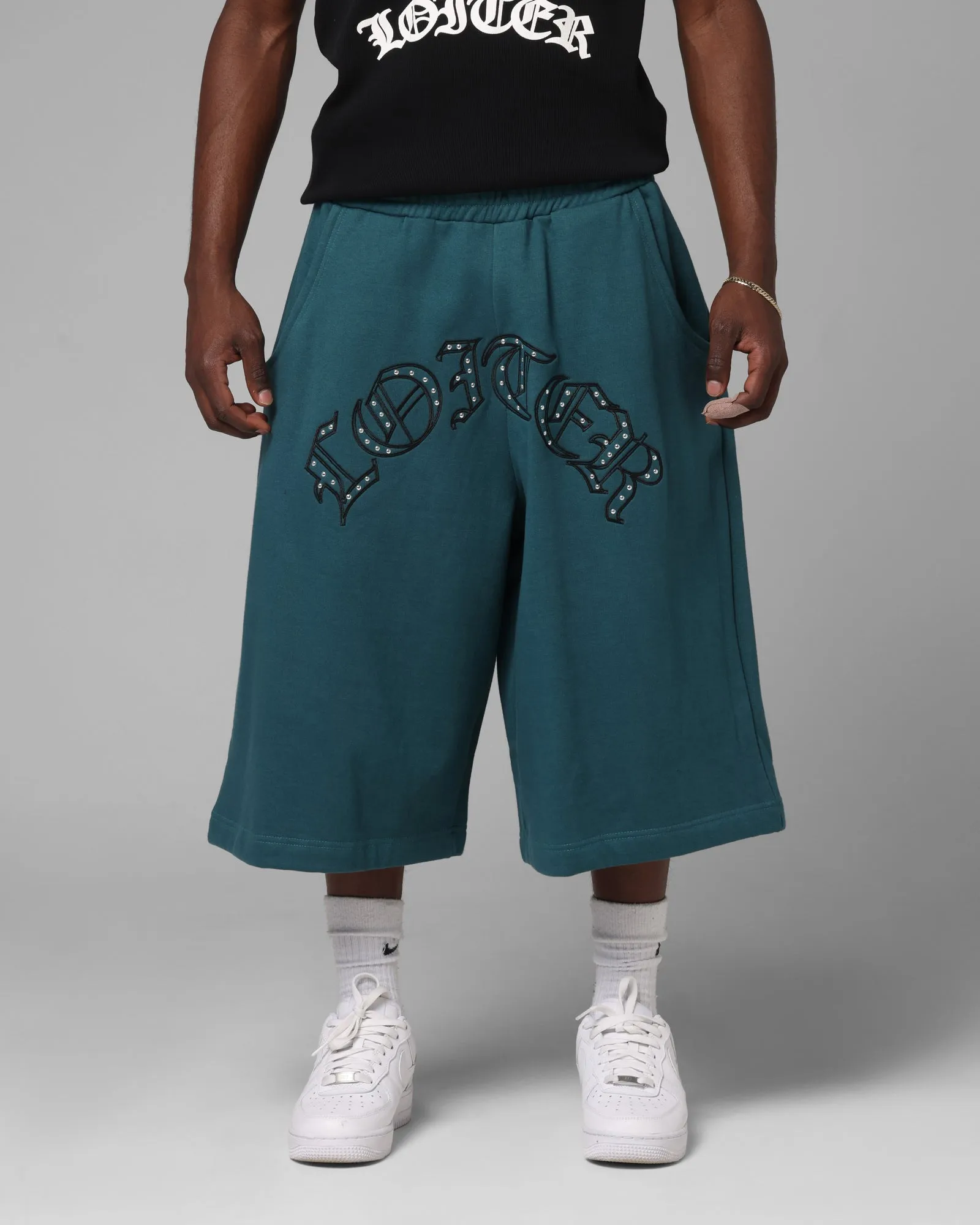 Anti Odor Treatment low - rise Loiter Destruct Sweat Shorts Teal