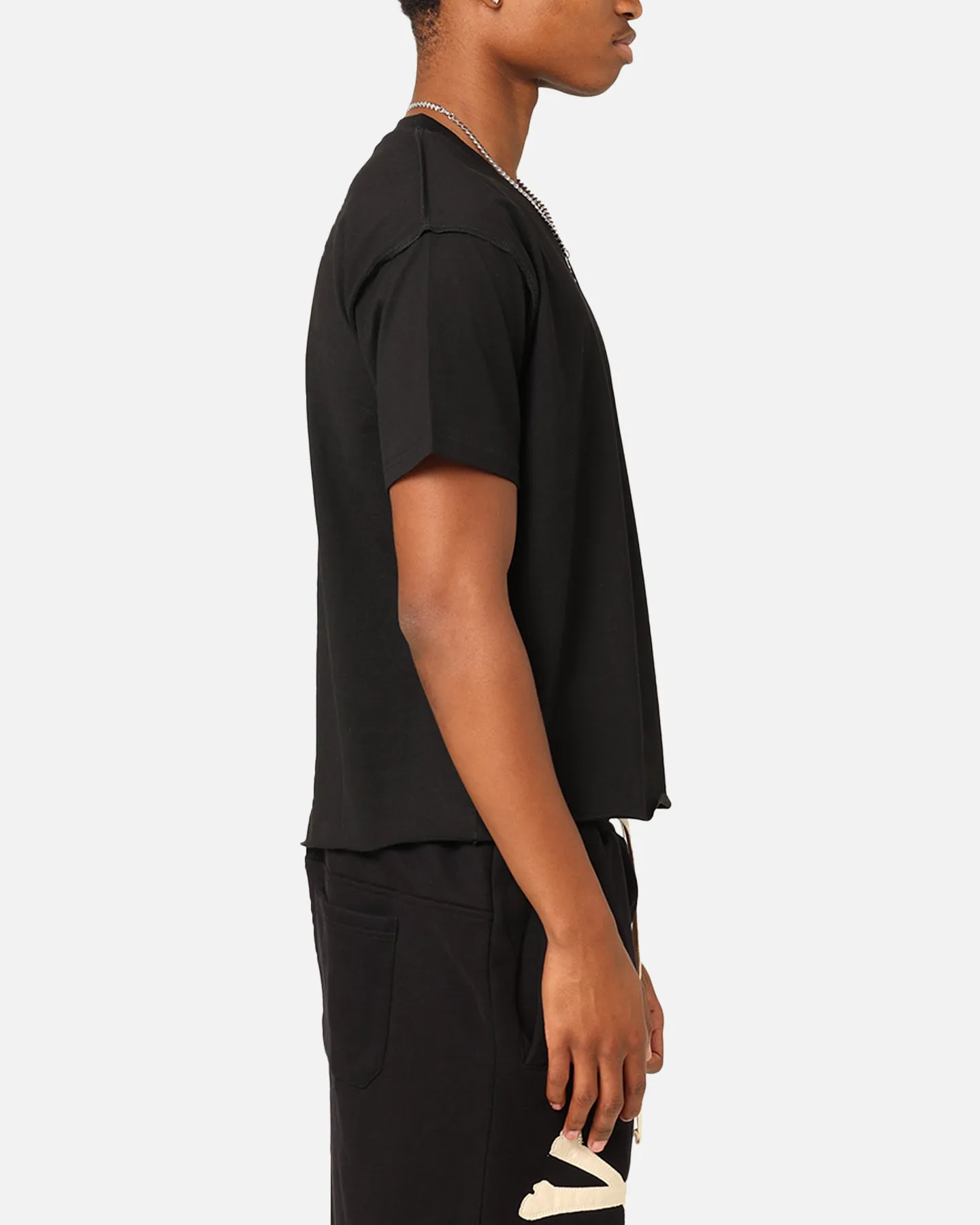 Saint Morta Lafayette Cropped T-Shirt Black Stretch Knit Versatile Trend