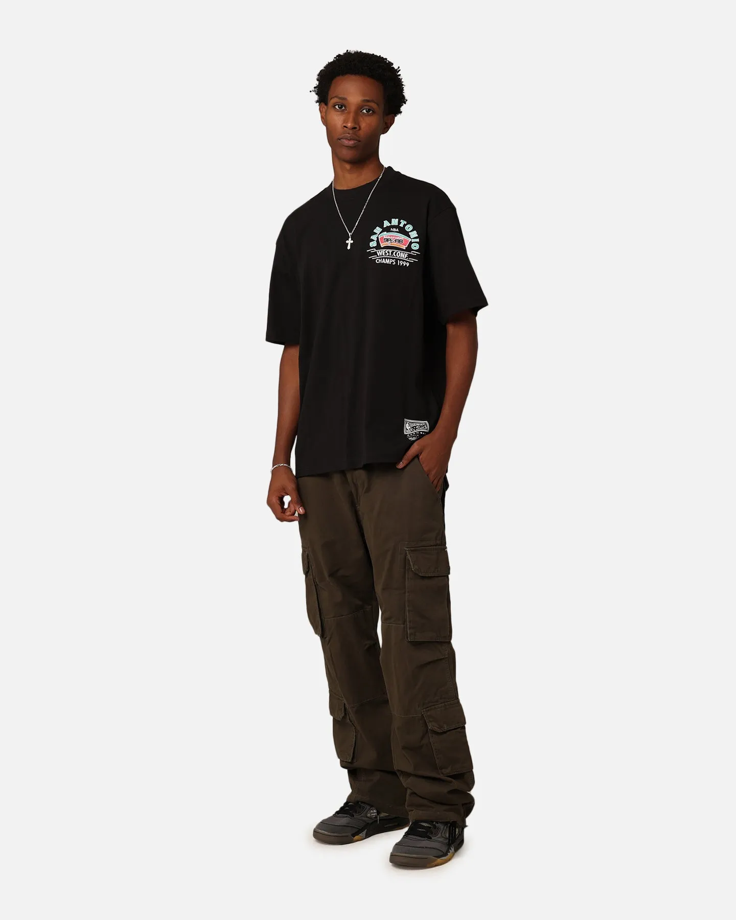 Long Sleeve Mitchell & Ness San Antonio Spurs Arch T-Shirt Faded Black