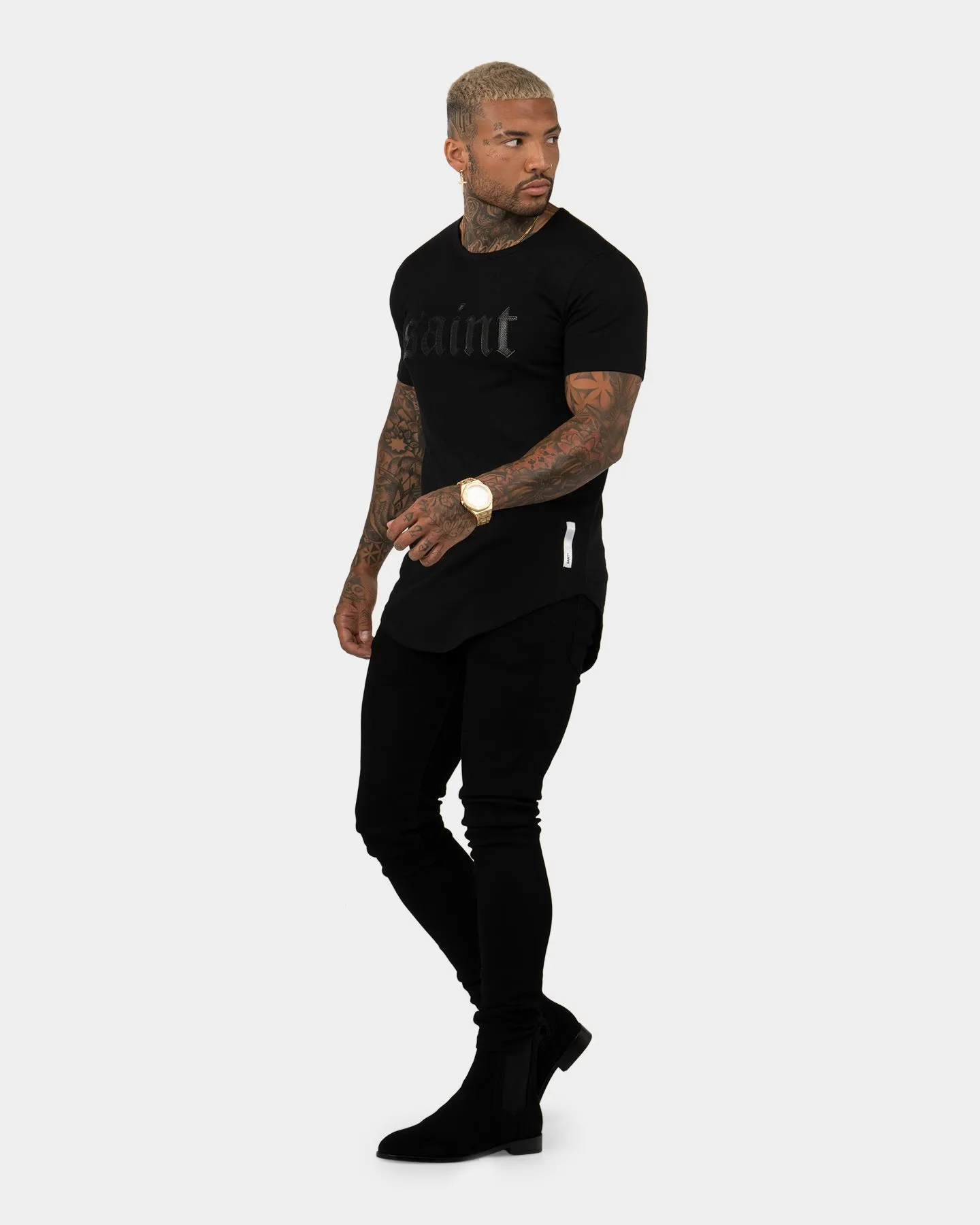 All-Season Comfort Garment Dyed Finish Saint Morta Cambronne Snake El Duplo T-Shirt Black/Black