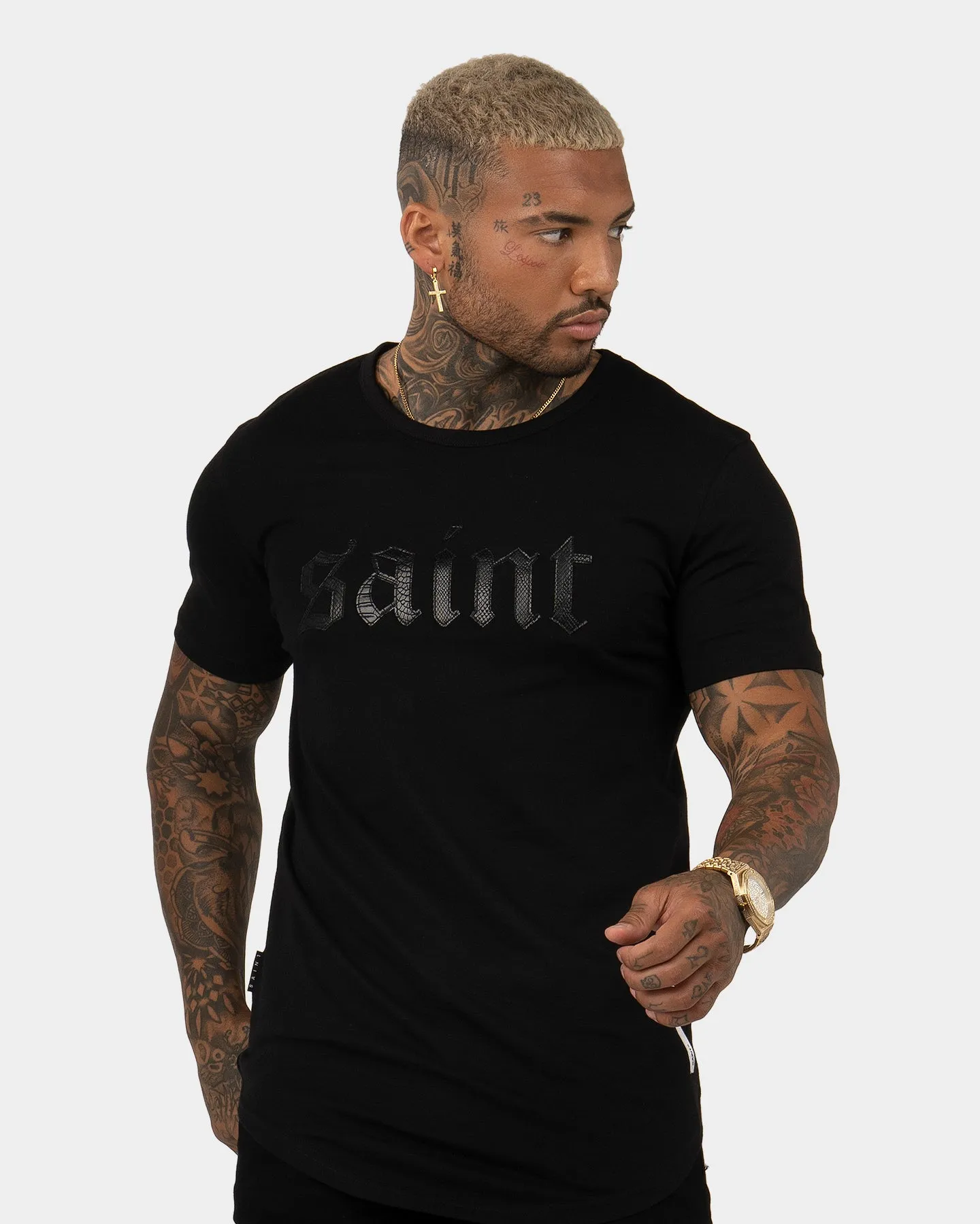 Soft Cotton Feel Saint Morta Cambronne Snake El Duplo T-Shirt Black/Black