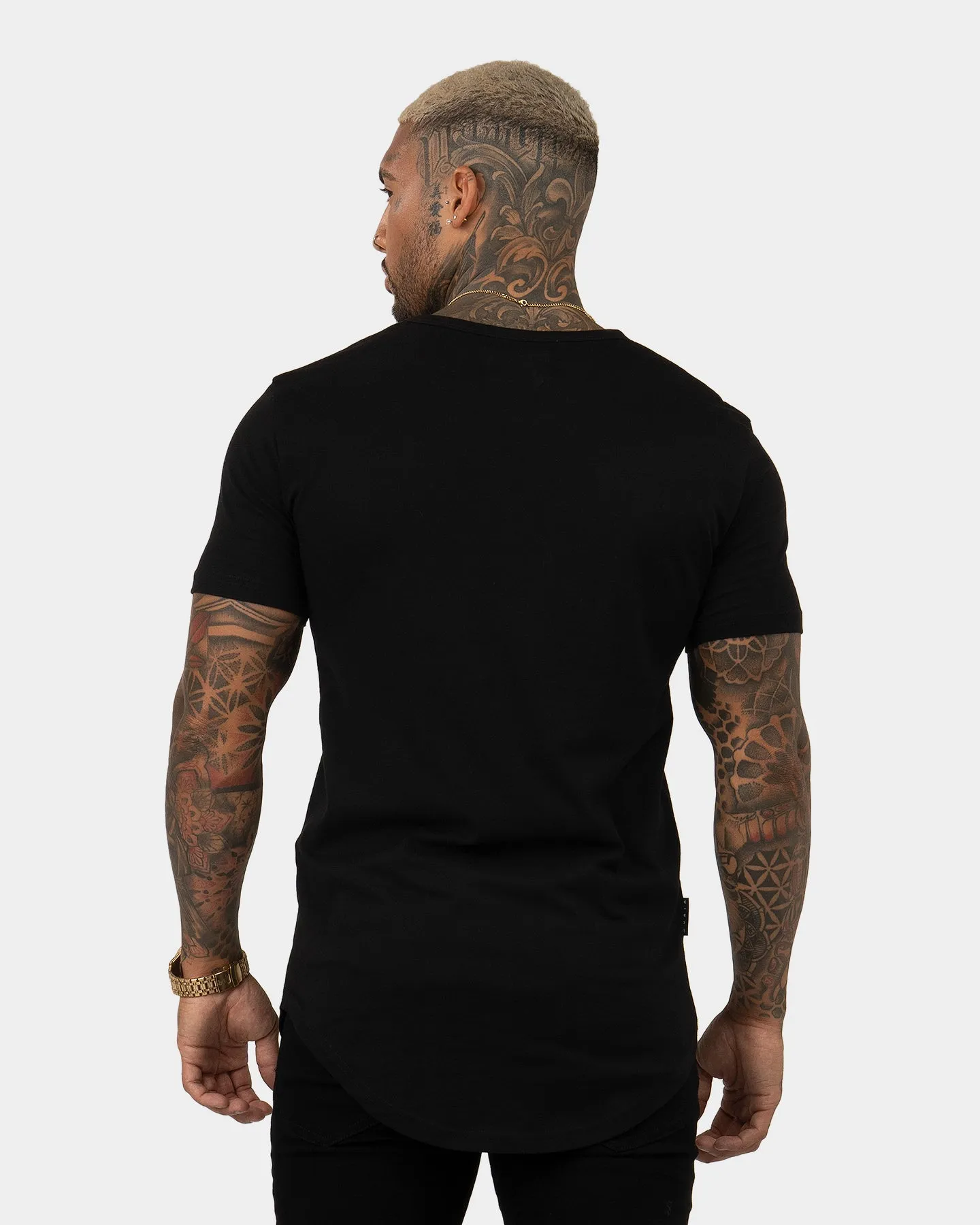 Ethically Sourced Cotton Lace trim Saint Morta Cambronne Snake El Duplo T-Shirt Black/Black