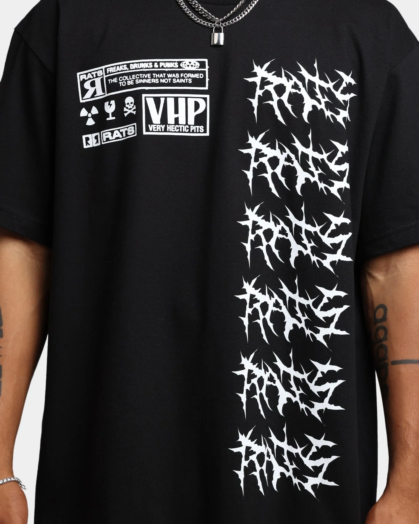 Rats Get Fat Guilty Pleasures VHP T-Shirt Black DoubleLayeredCollar Effortless Fashion
