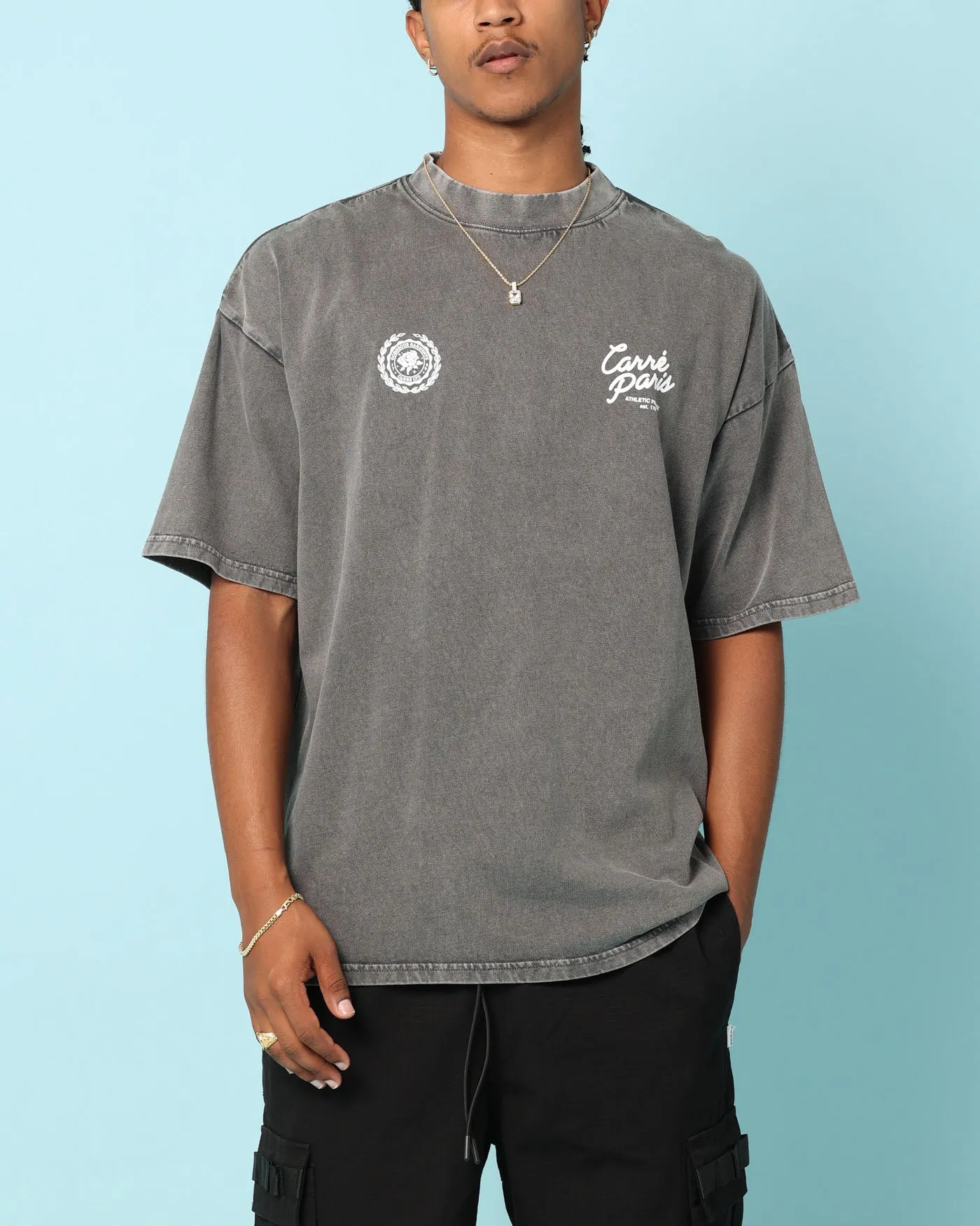 Cozy Wearable Multi Directional Stretch Carr?? Gorgeous Script Oversized T-Shirt Washed Charcoal