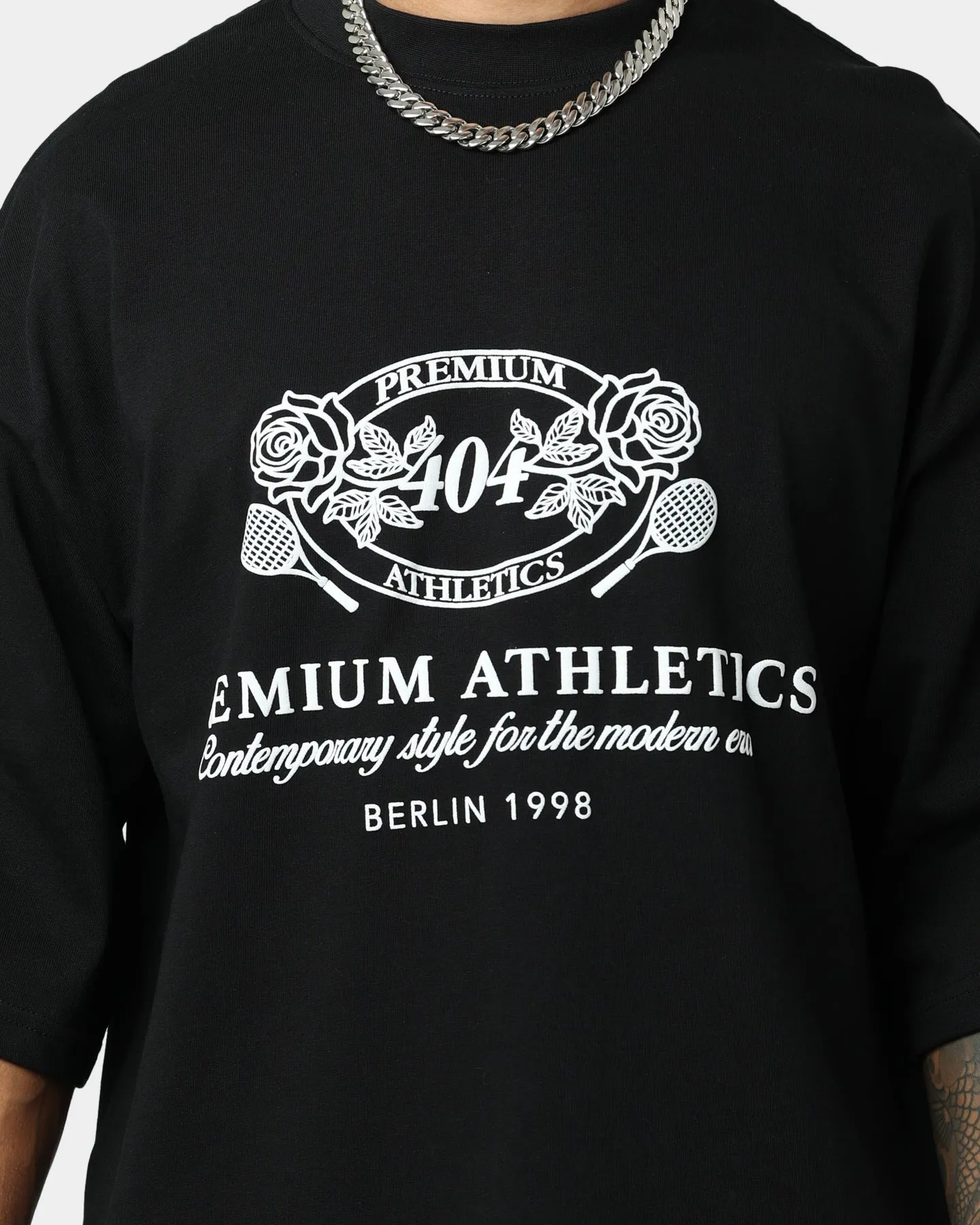 404 Premium Athletics Heritage T-Shirt Black Water Based Ink City Outfit