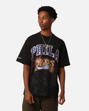 Mitchell & Ness Philadelphia 76ers Year Of The Dragon T-Shirt Faded Black Garment Washed Texture