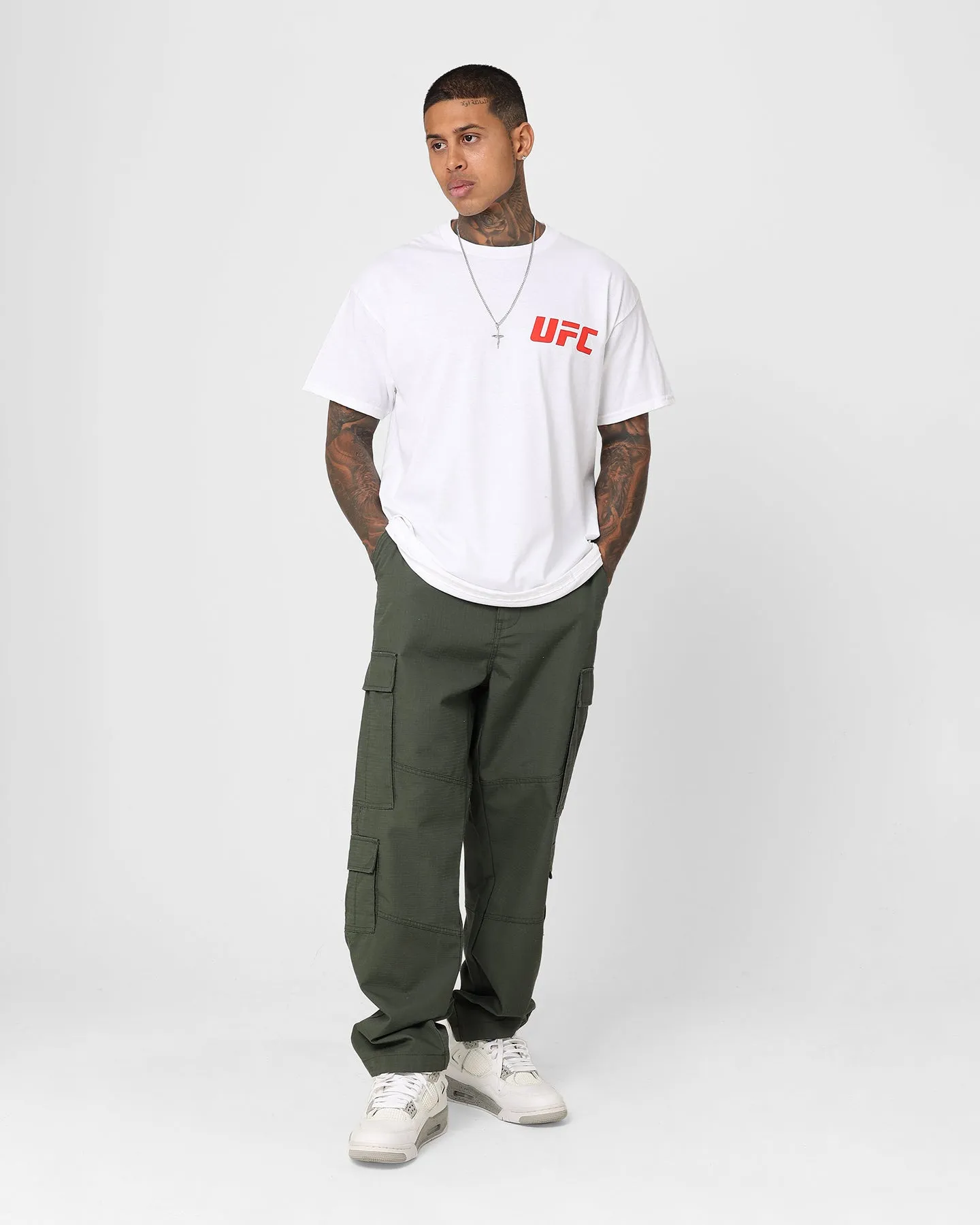 UFC By Goat Crew Logo T-Shirt White LayeredHemDetails