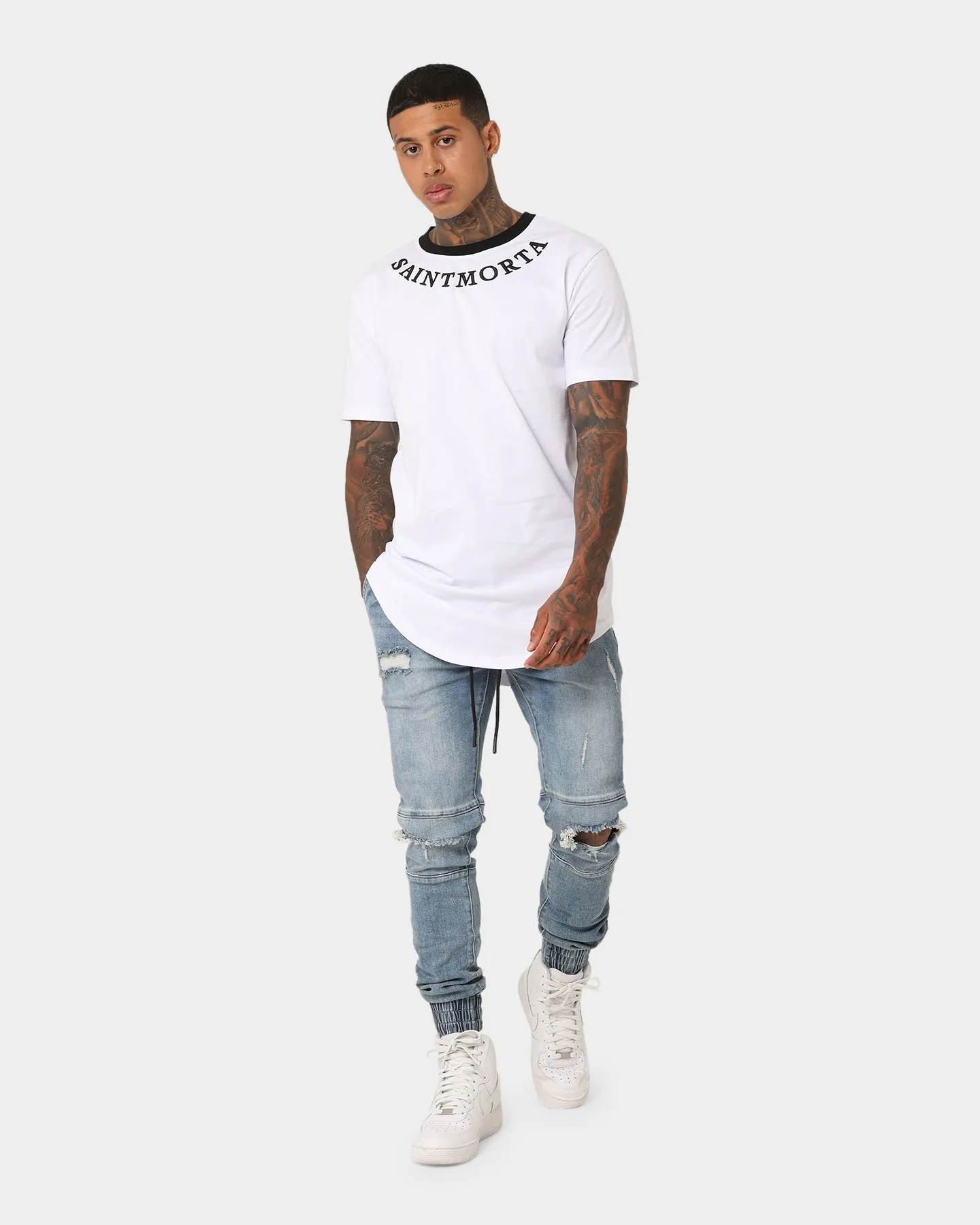 Anti Static Fabric Minimal Comfort Saint Morta Sparta T-Shirt White/Black