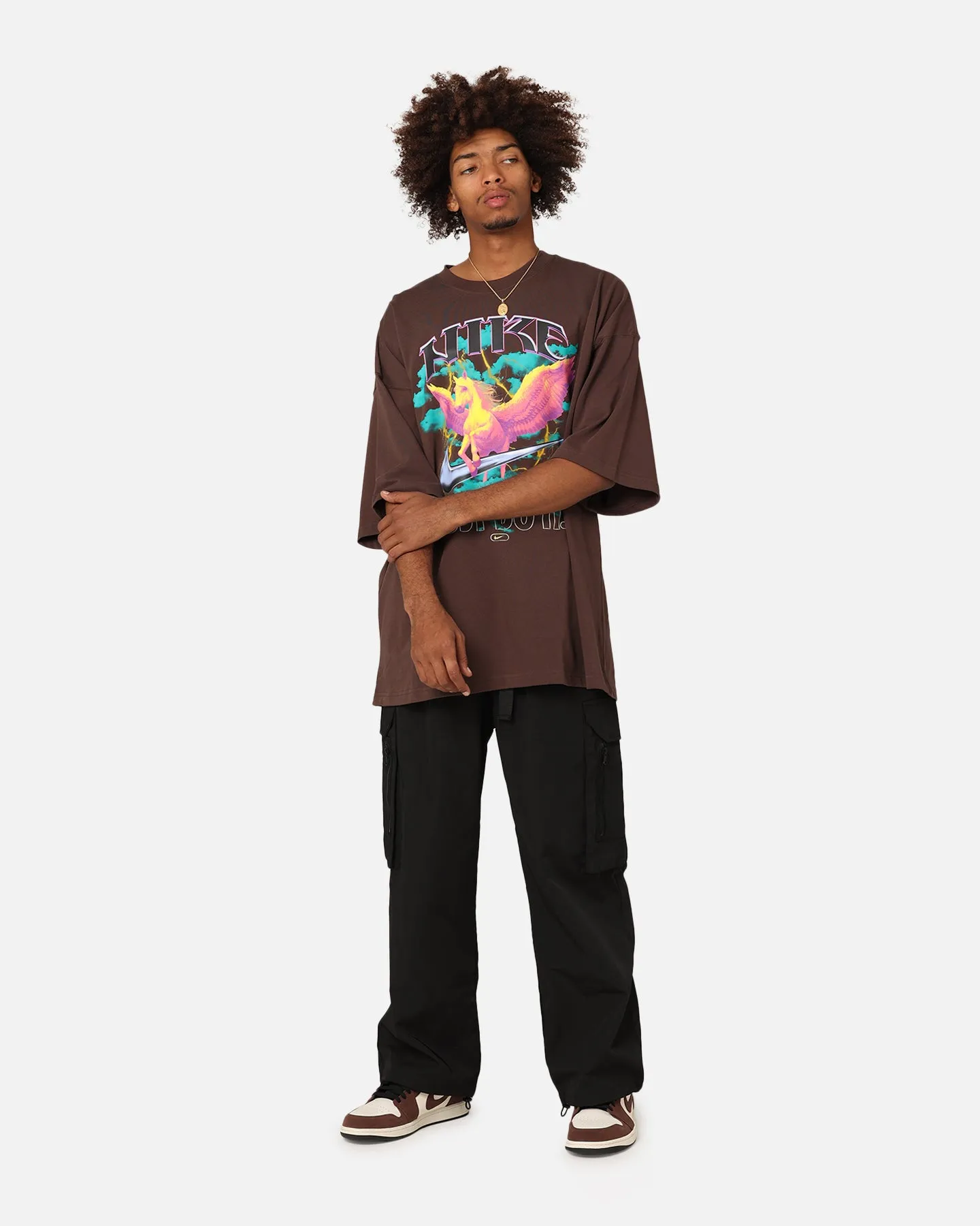Fade Resistant Print Eco Conscious Production Nike Sportswear Oversized T-Shirt Baroque Brown