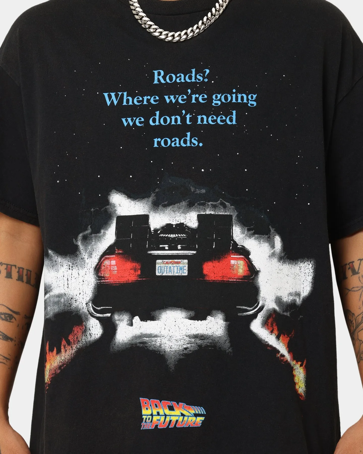 American Thrift X Back To The Future Back To The Future 1 Vintage T-Shirt Washed Black Gym clothing GentleWashResistance