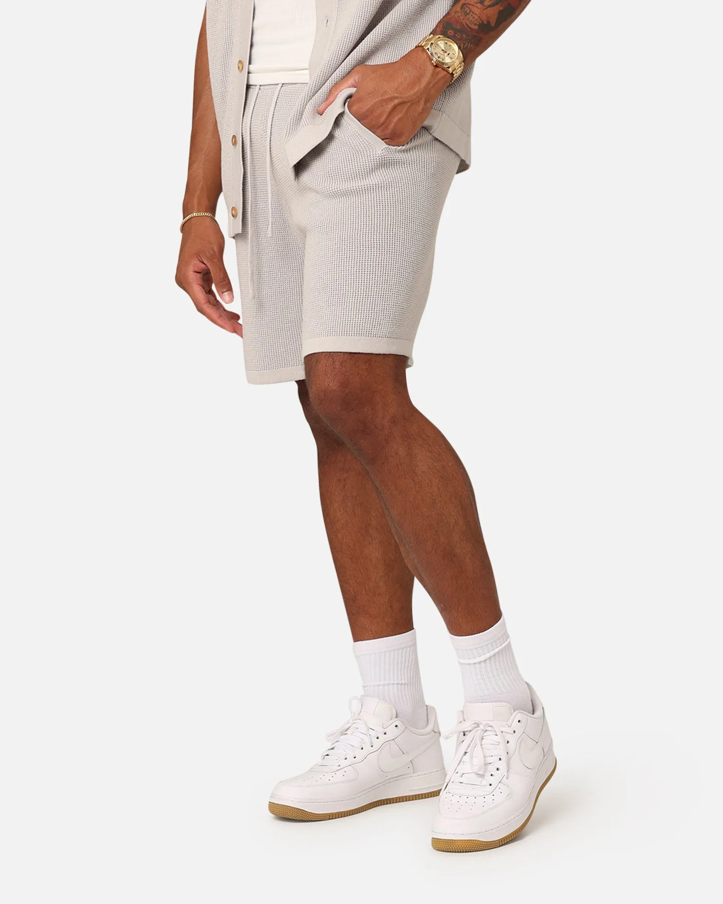 Anti Chafe Seamless Quick Drying Fabric XXIII Zyair Knit Rib Shorts Stone
