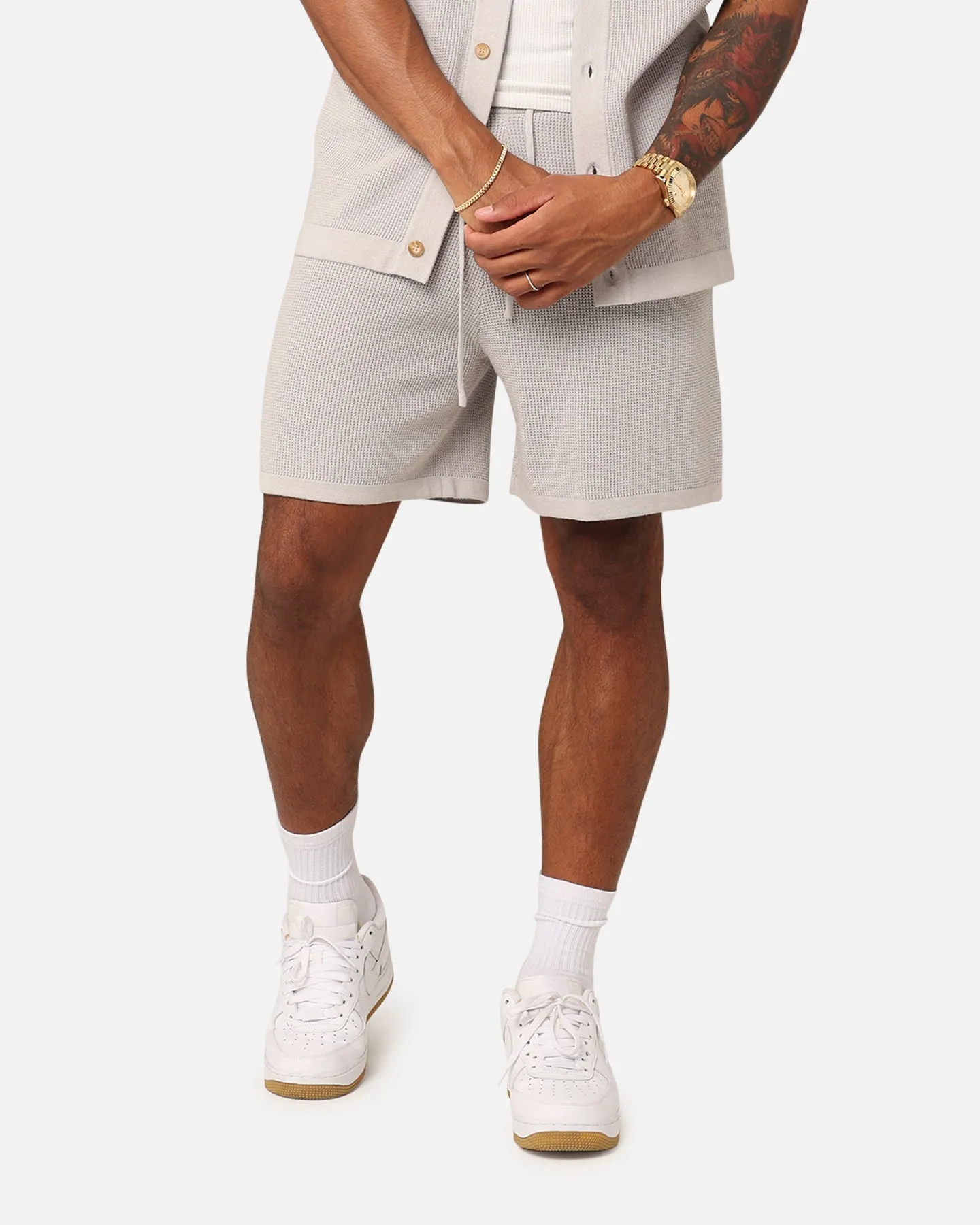 Flexible Gusset XXIII Zyair Knit Rib Shorts Stone
