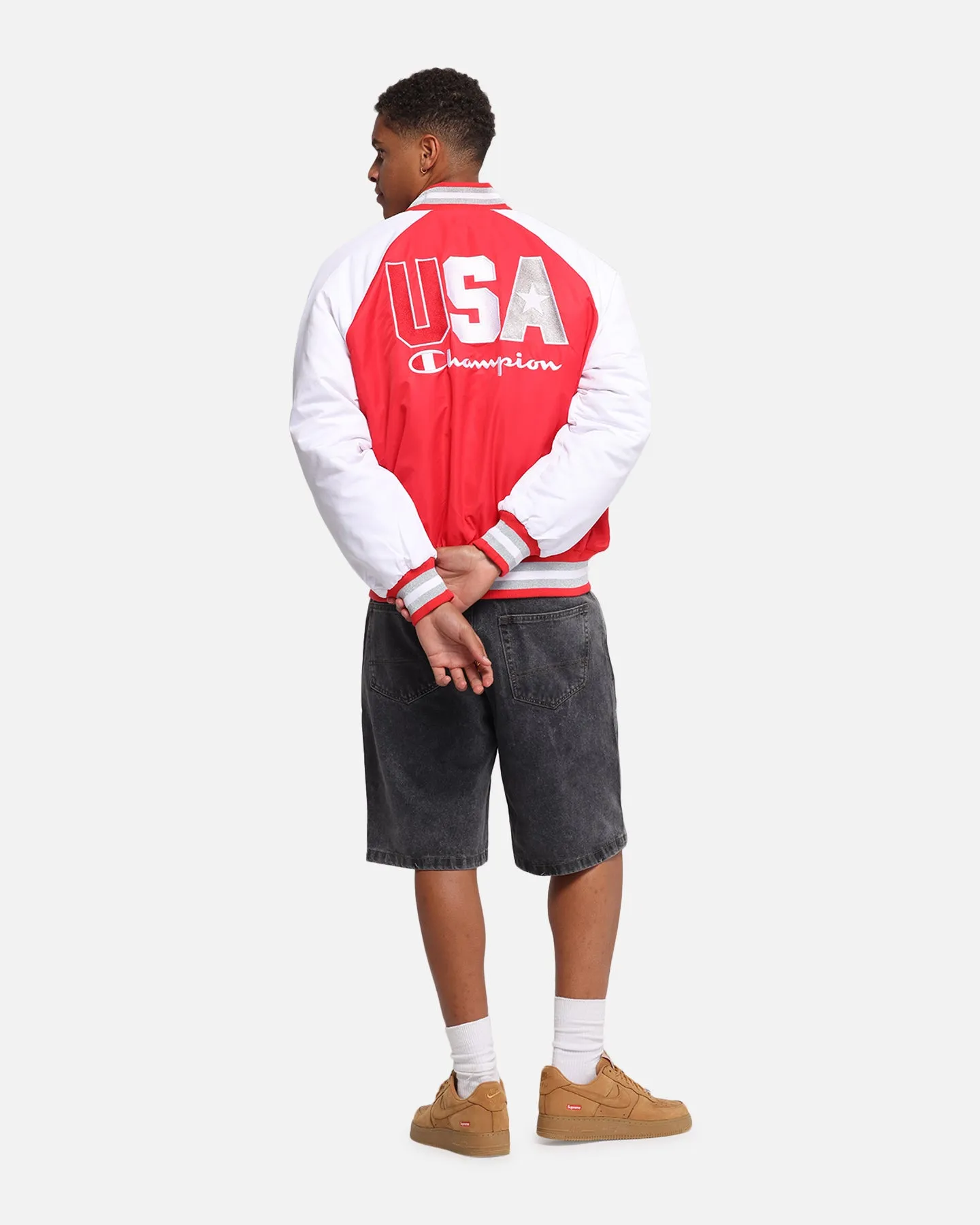 Champion Rebel USA Letterman Jacket Red Spark Csi Flexible Shoulder Seams Perseverance