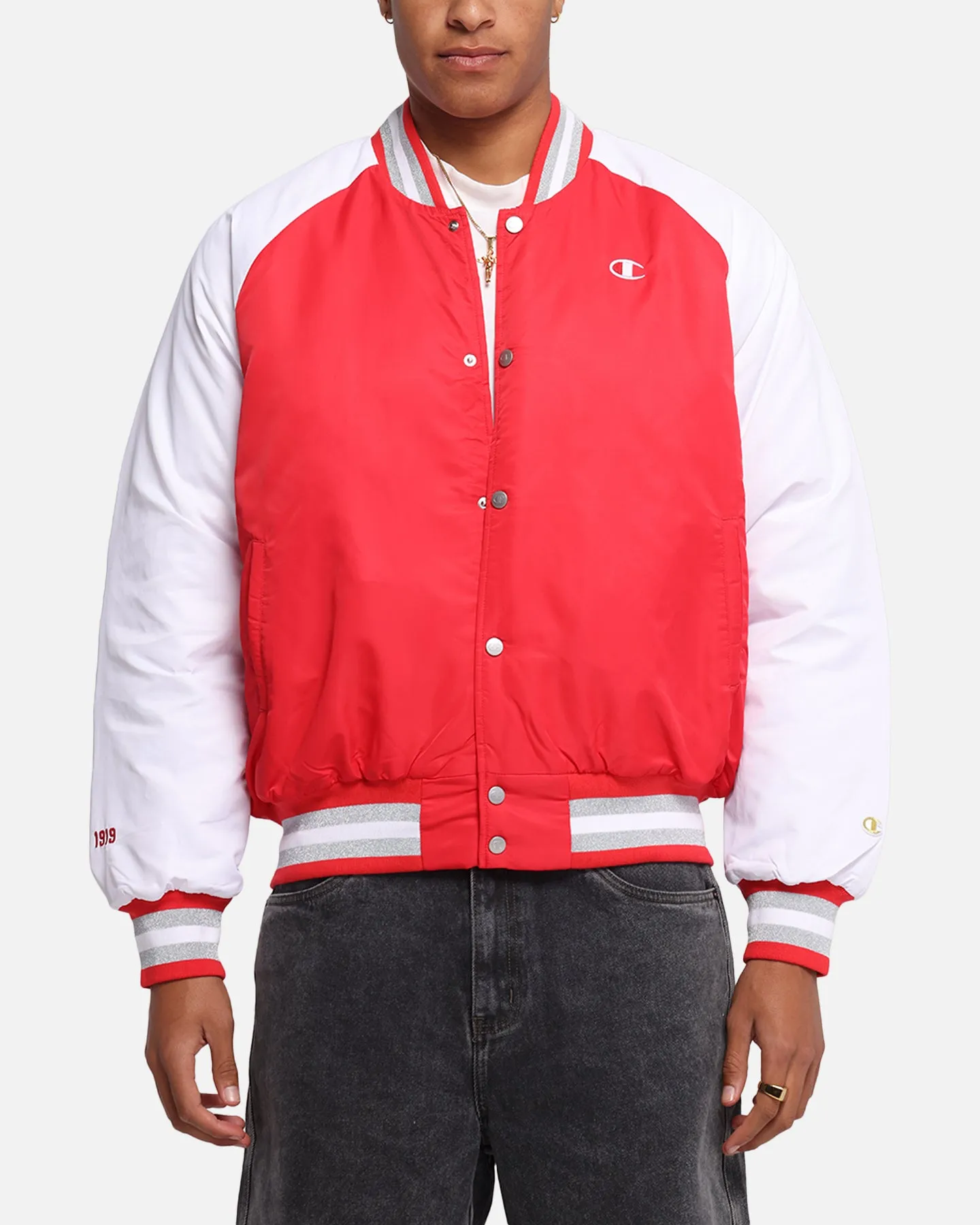 tag Champion Rebel USA Letterman Jacket Red Spark Csi