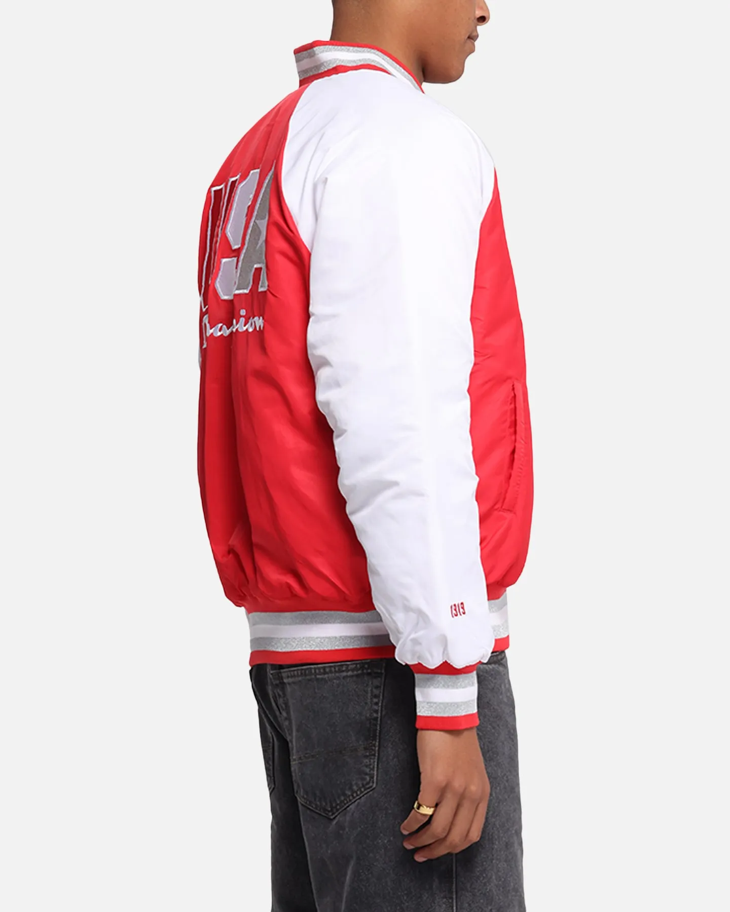 suitable for advertising campaigns Criticism Champion Rebel USA Letterman Jacket Red Spark Csi