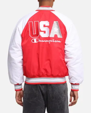 Restore Slim Fit Cut Champion Rebel USA Letterman Jacket Red Spark Csi