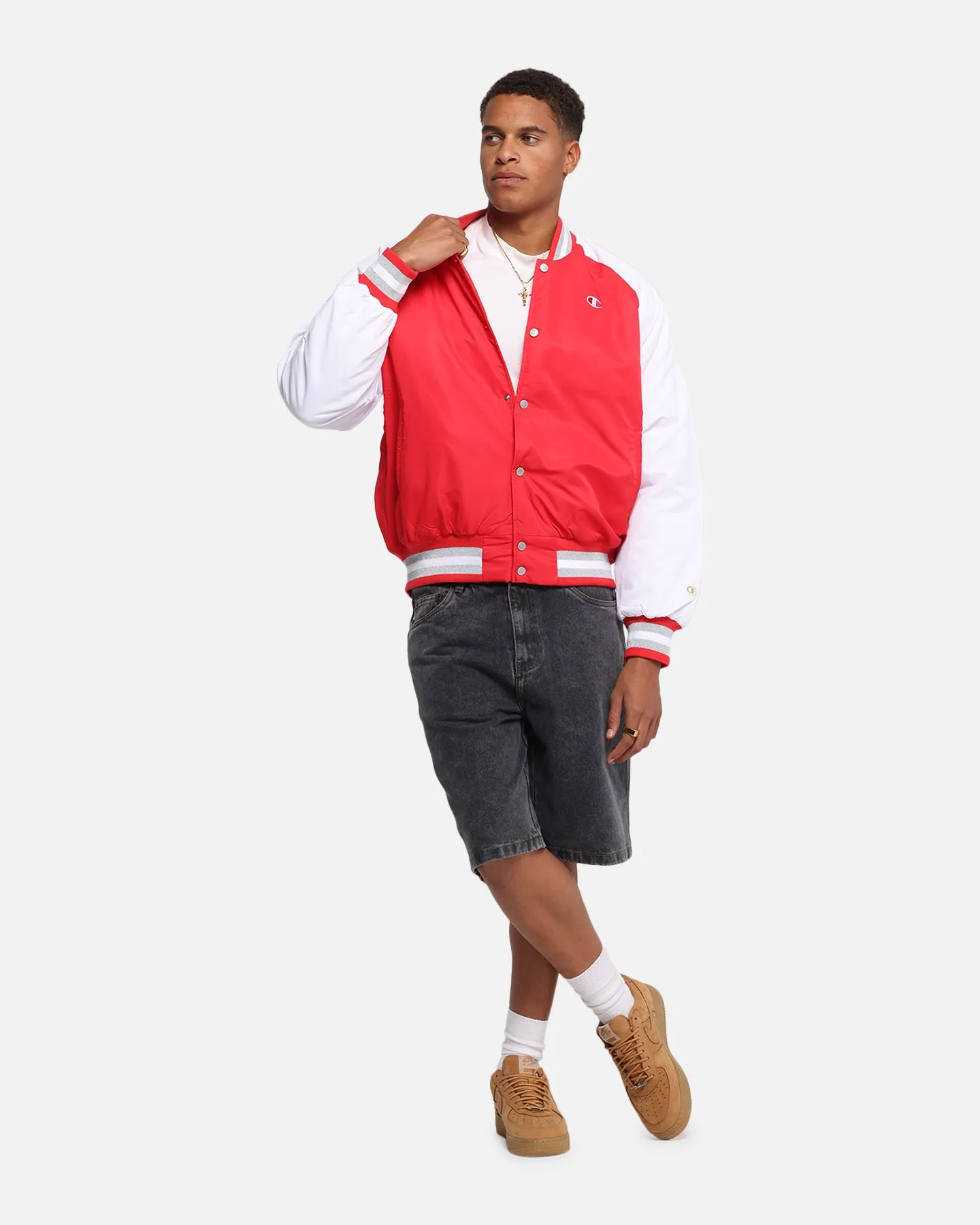 Reflective details Adjustable Waistband Champion Rebel USA Letterman Jacket Red Spark Csi
