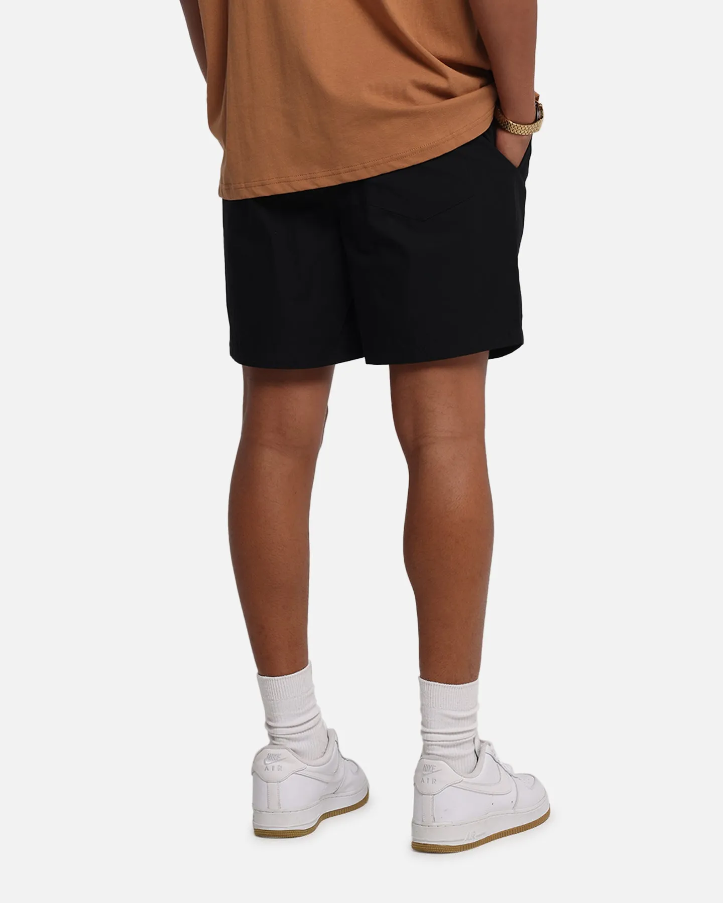 Carre Prestige Script Beach Shorts Black SoftInnerLining Midweight Texture