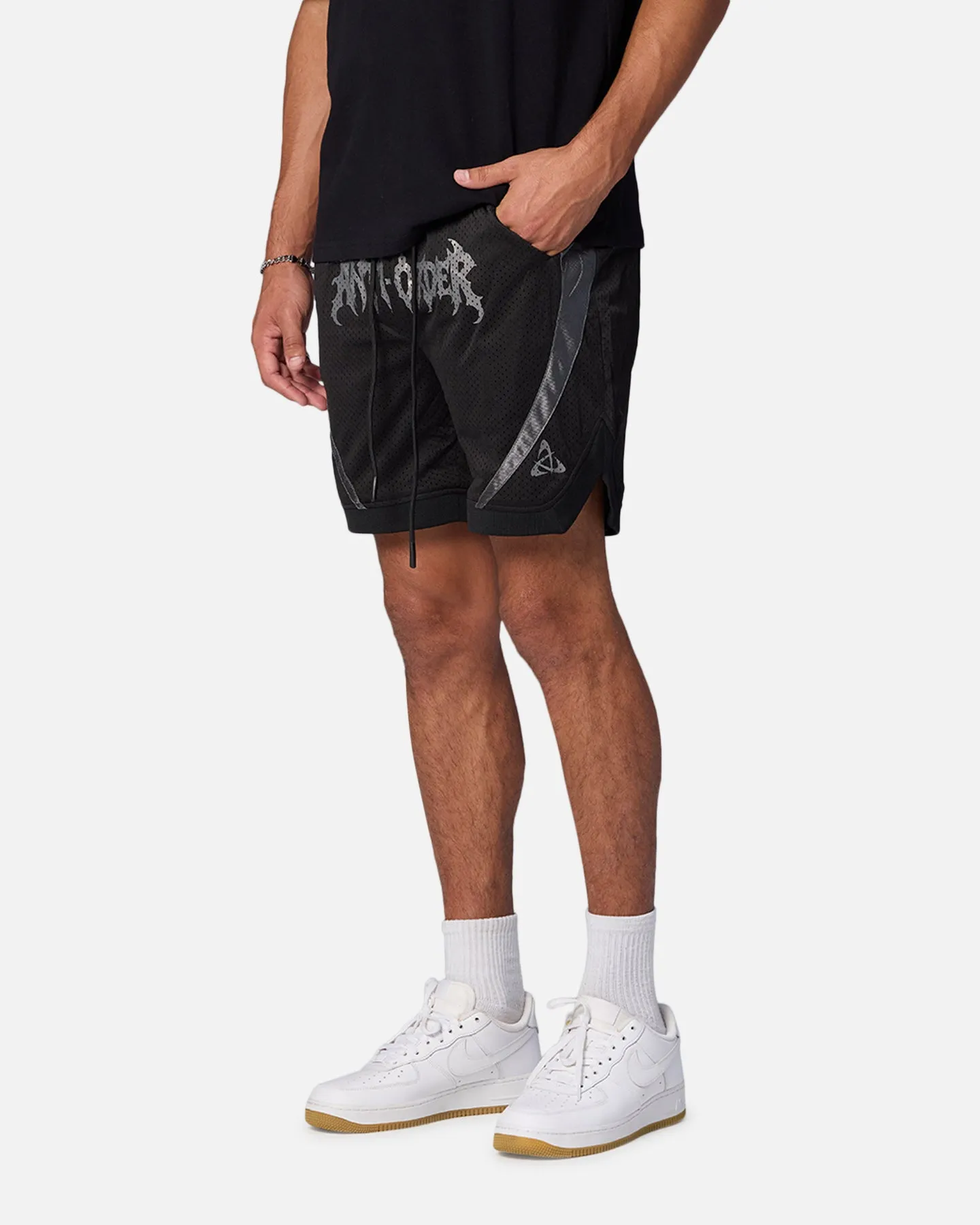 The Anti Order Sparta Mesh Basketball Shorts Black/Grey neon colors