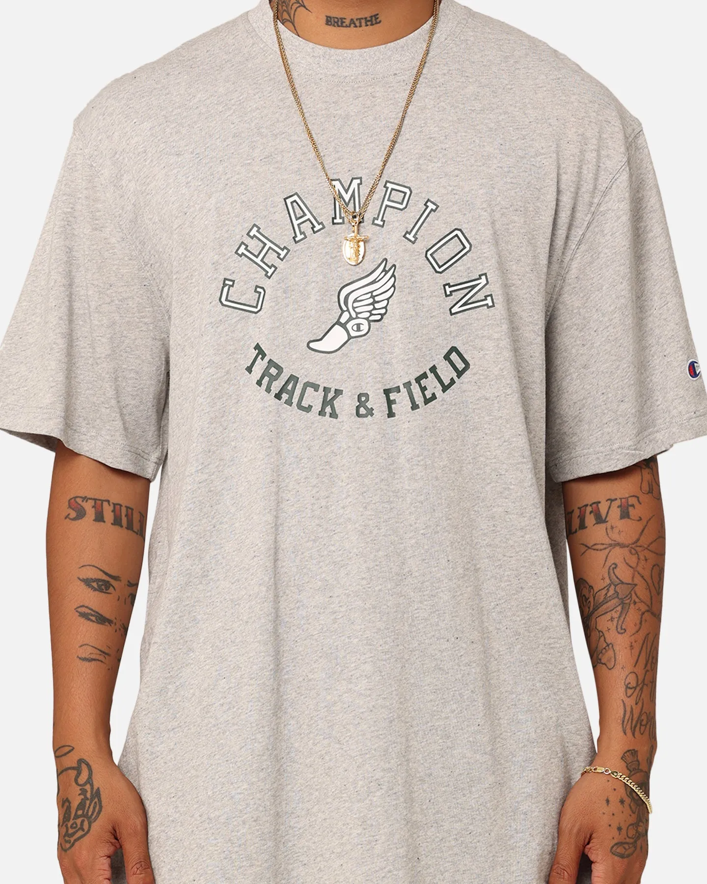 Champion Wing Graphic T-Shirt Metaphor Chic Vibes Low Profile Collar