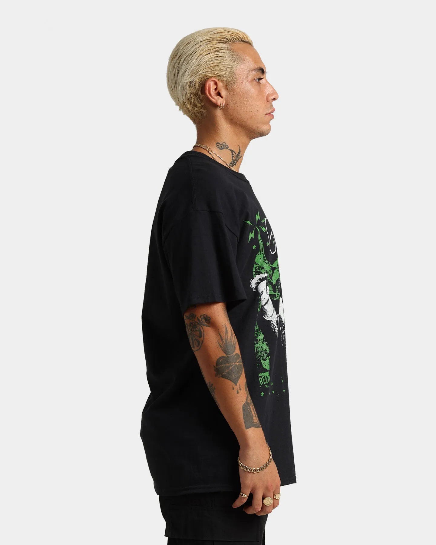 Green Day Green Lean T-Shirt Black Distressed Hem Finish
