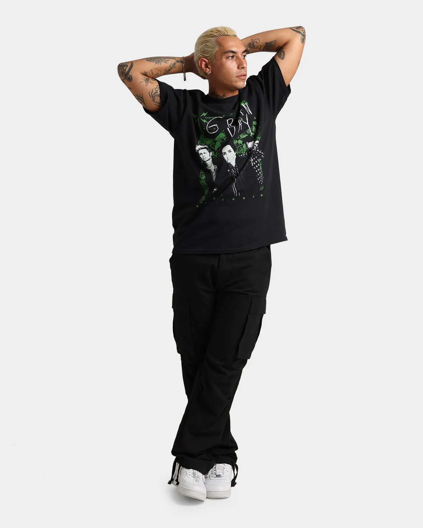 Green Day Green Lean T-Shirt Black Breathable Mesh Panels quick-drying
