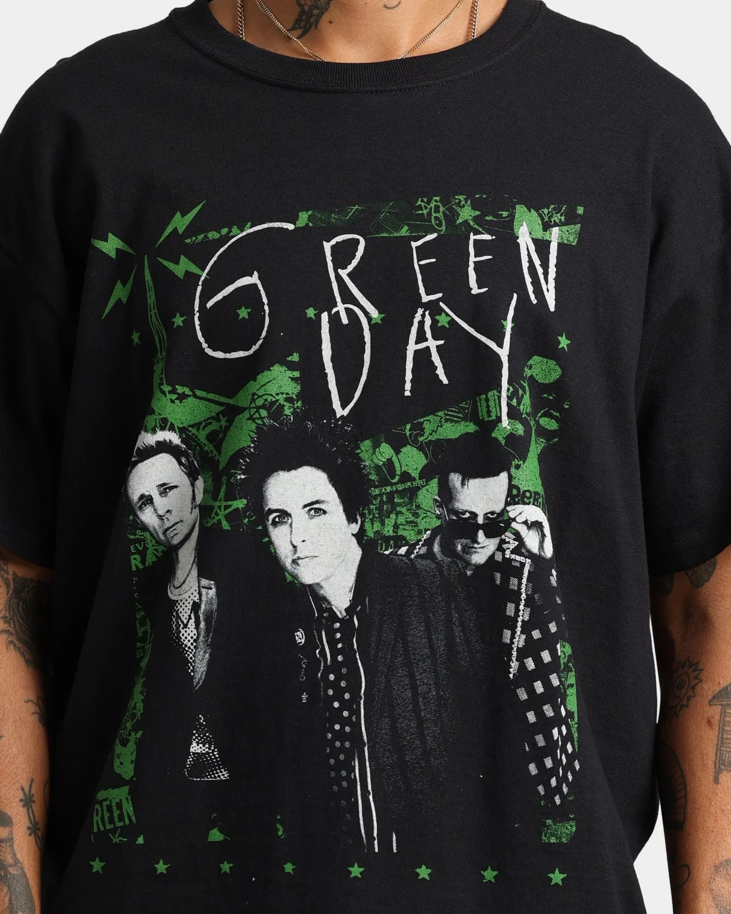 Green Day Green Lean T-Shirt Black StretchReinforcedArmholes Timeless Layering