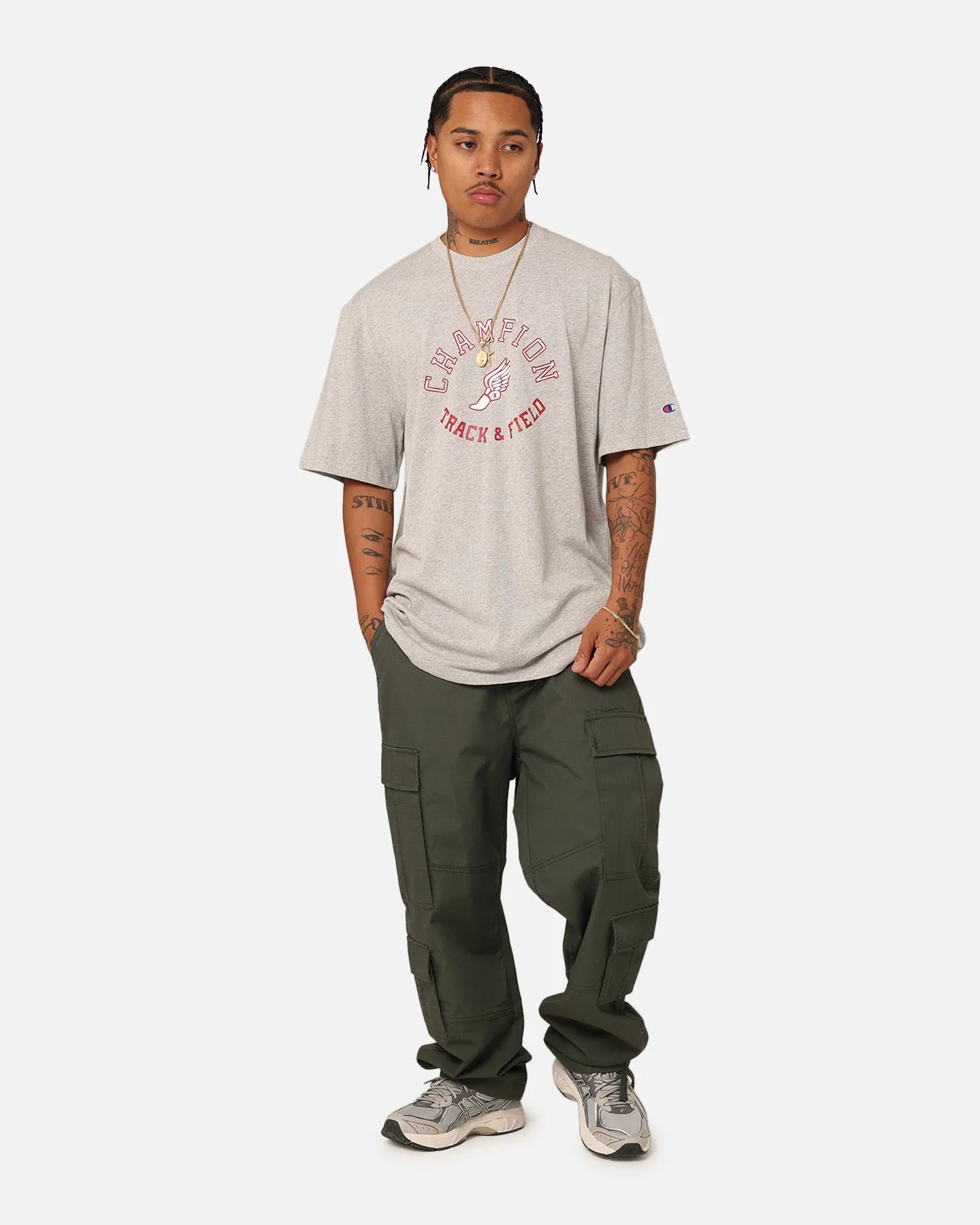 Tagless Neckline Casual Wear Champion Wing Graphic T-Shirt Rubis