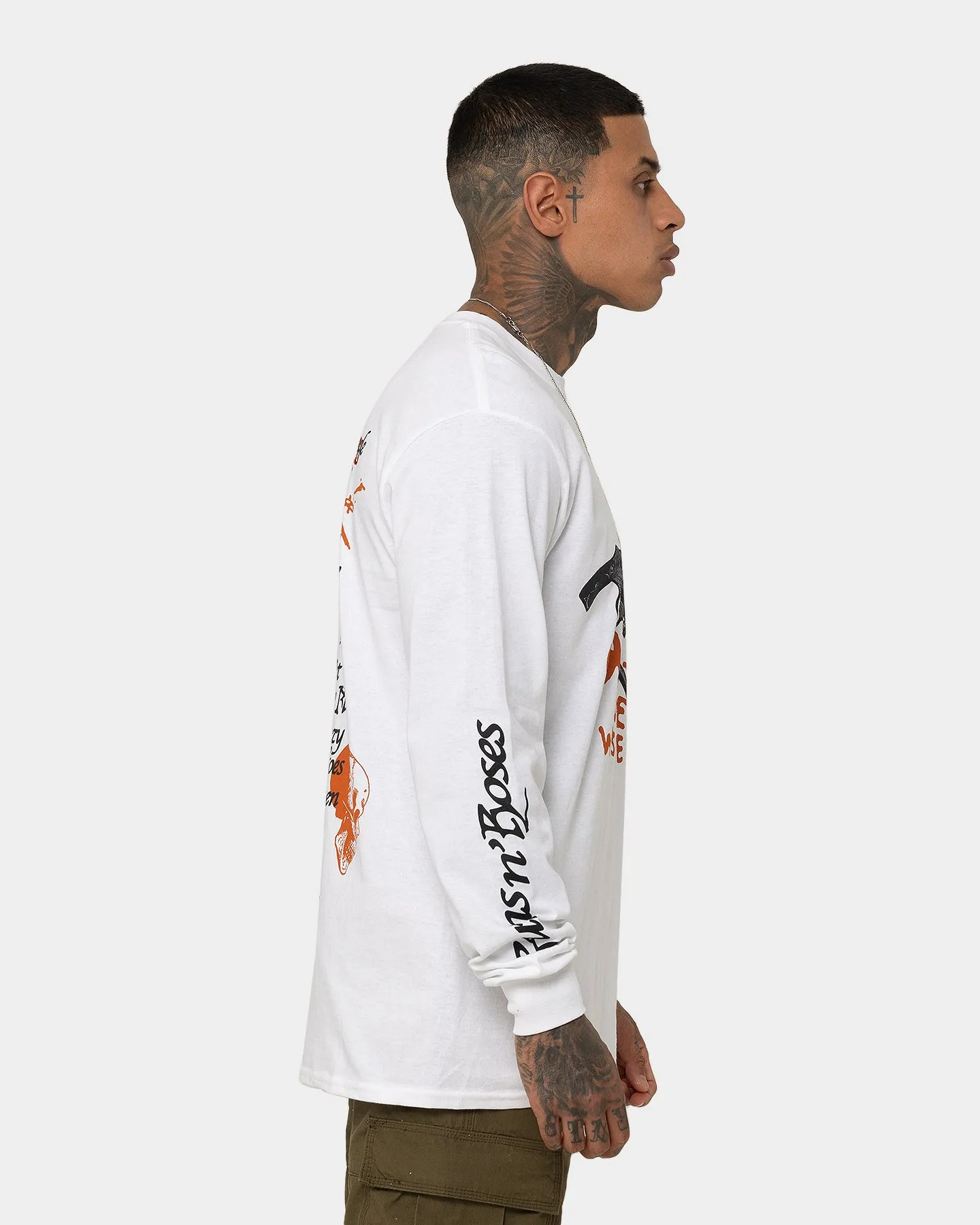 Guns n Roses Pistol Track Long Sleeve T-Shirt White Modern Design