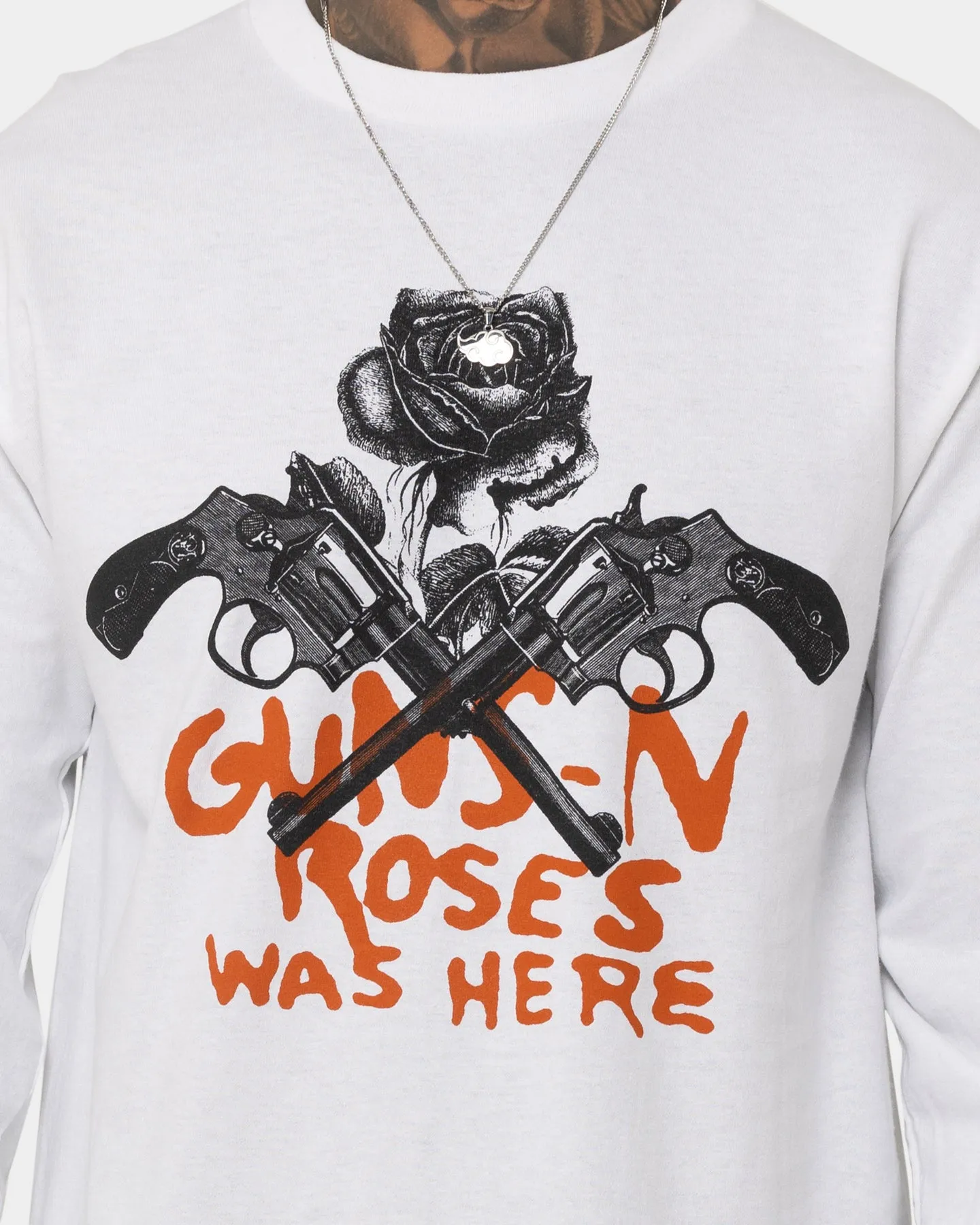 Chill Comfort Guns n Roses Pistol Track Long Sleeve T-Shirt White