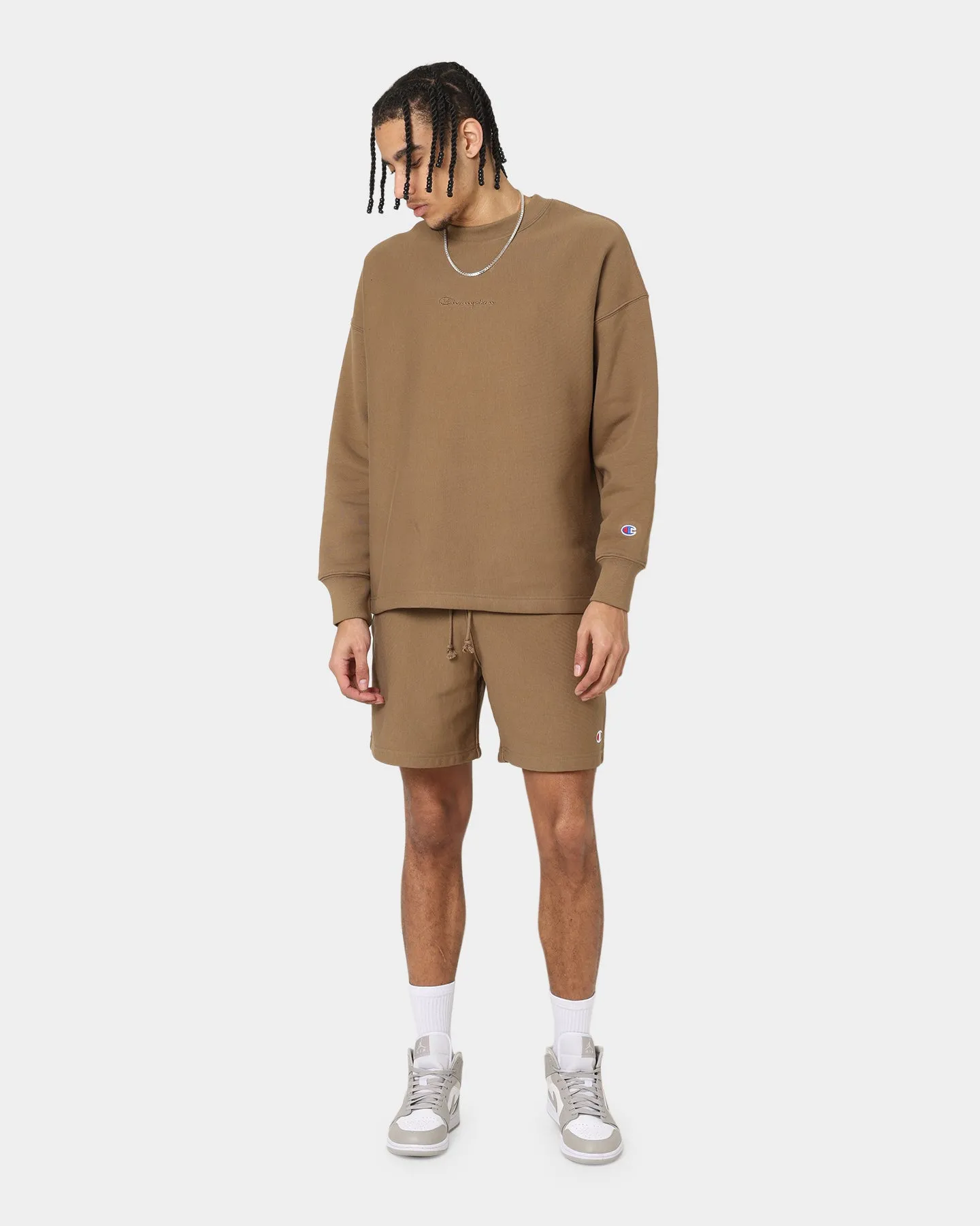Trendy Vibe Champion Reverse Weave Terry Shorts Midway Brown