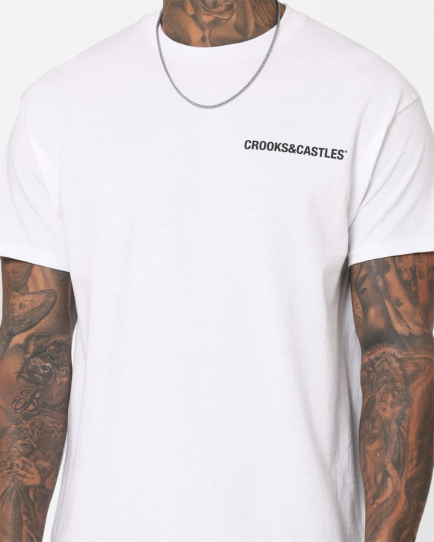 Crooks & Castles Trouble Maker T-Shirt White Perfect Fit Wear Trendy Vibes