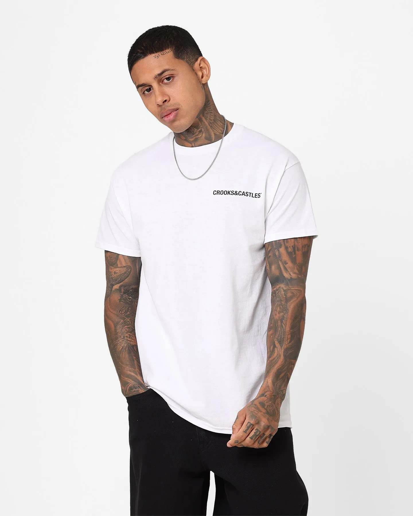 Stylish Day Wear Crooks & Castles Trouble Maker T-Shirt White