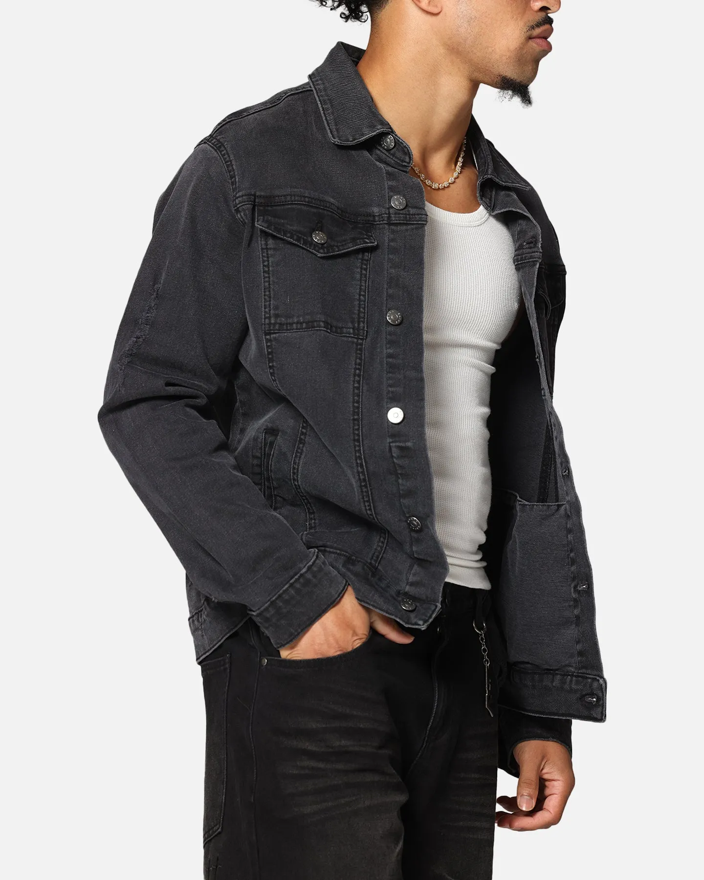 New Arrival Effort Saint Morta Men's Vintage Denim Jacket Aged Black