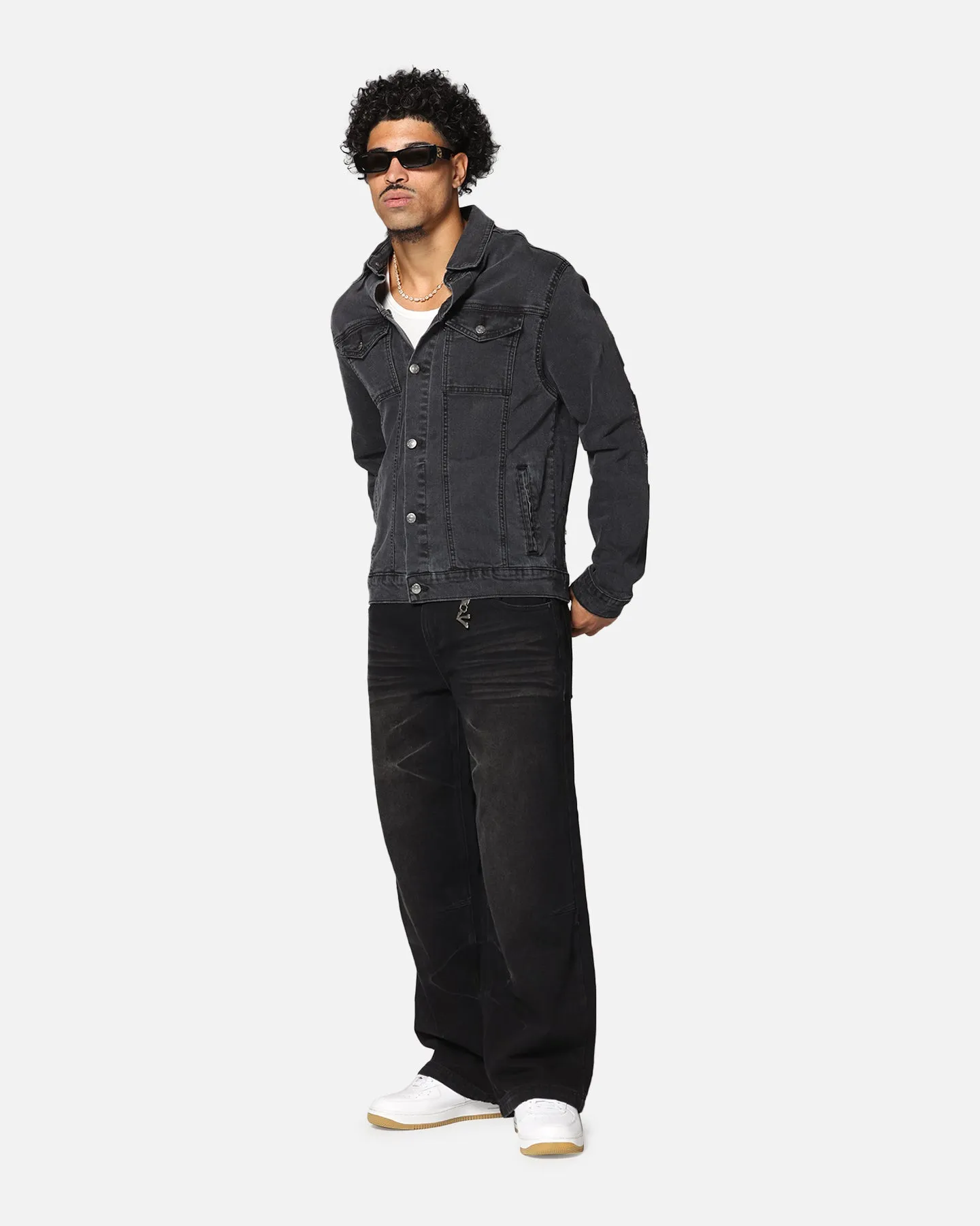 Relaxed Fit Legacy Saint Morta Men's Vintage Denim Jacket Aged Black
